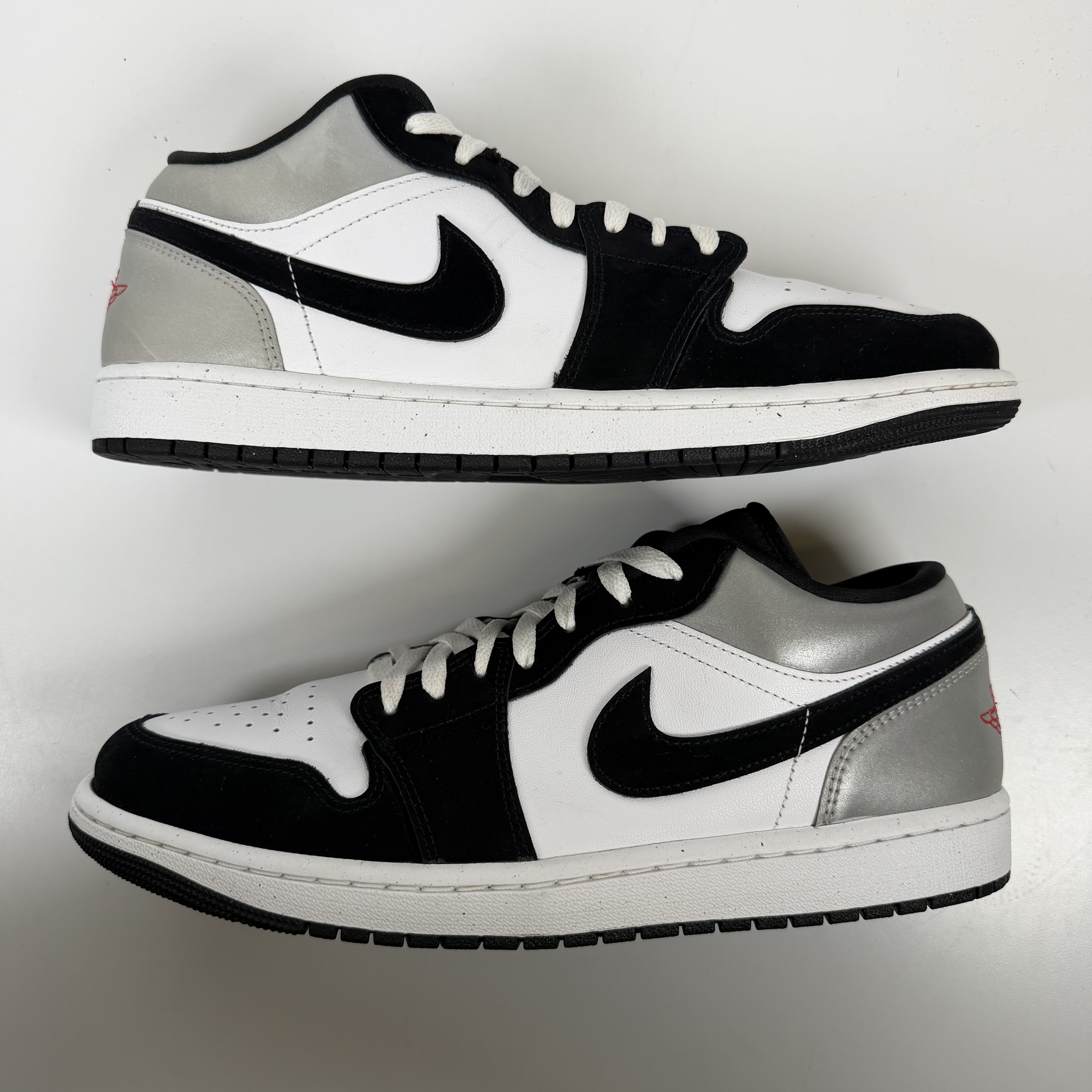 SP7385 Jordan 1 Low SE White Fire Red Black Matte Silver