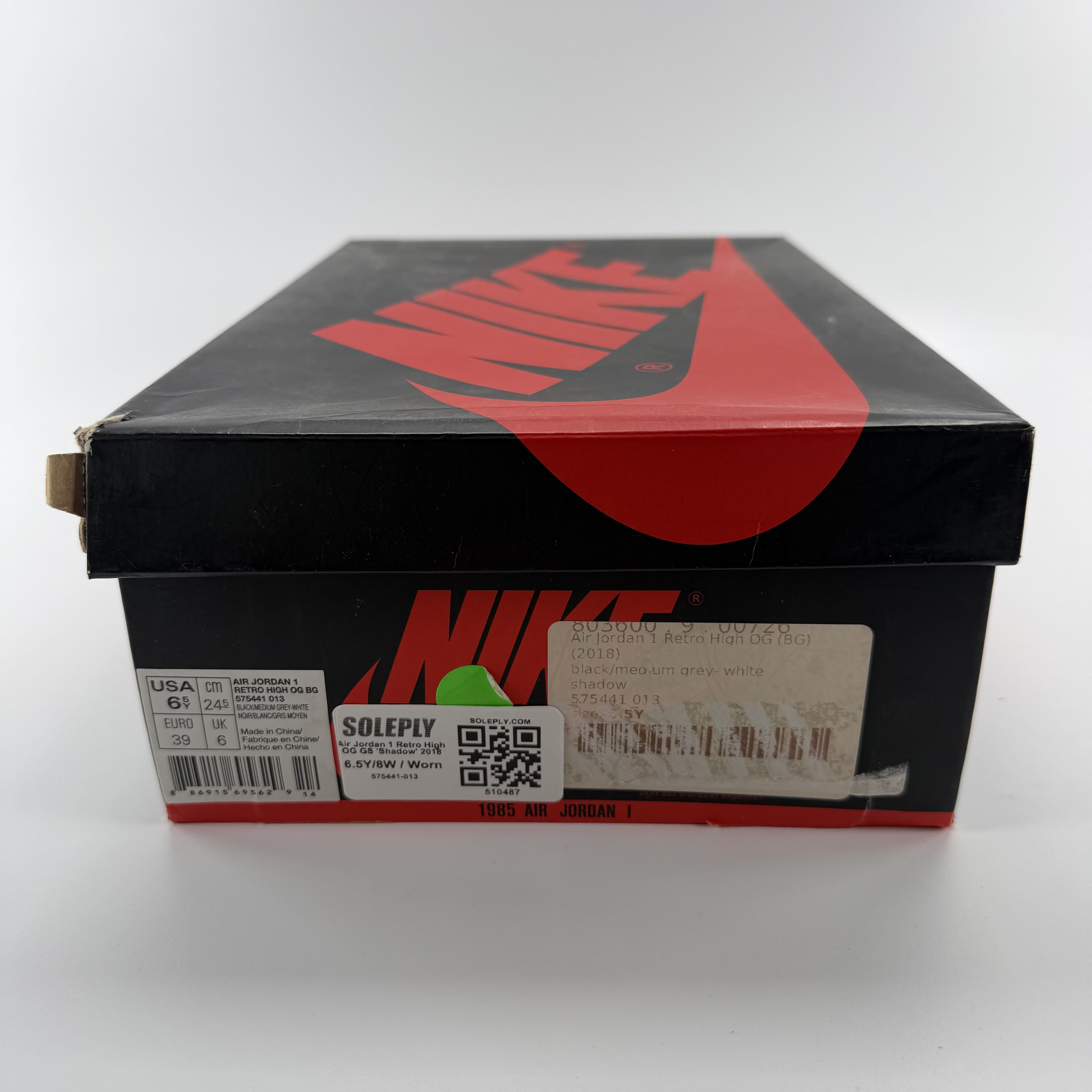 510487 Air Jordan 1 Retro High OG GS 'Shadow' 2018