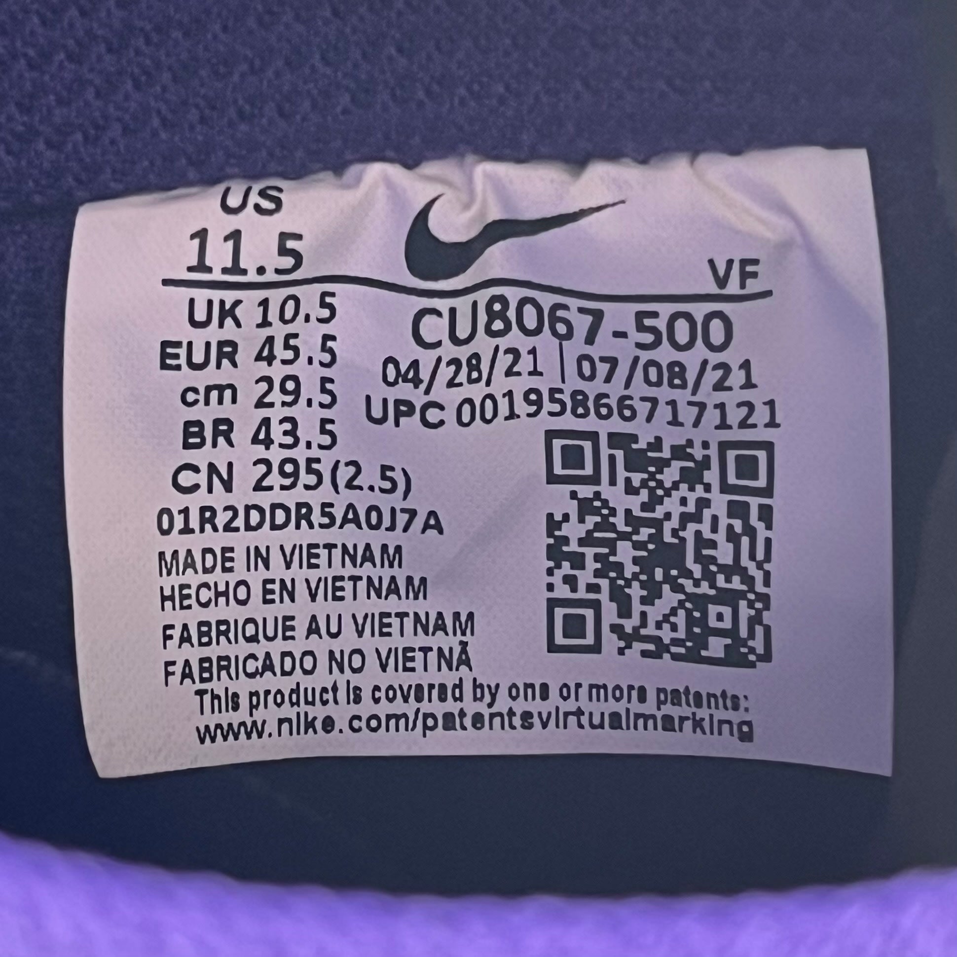 412834 Nike Air Force 1 Low '07 QS Purple Skeleton Halloween (2021)