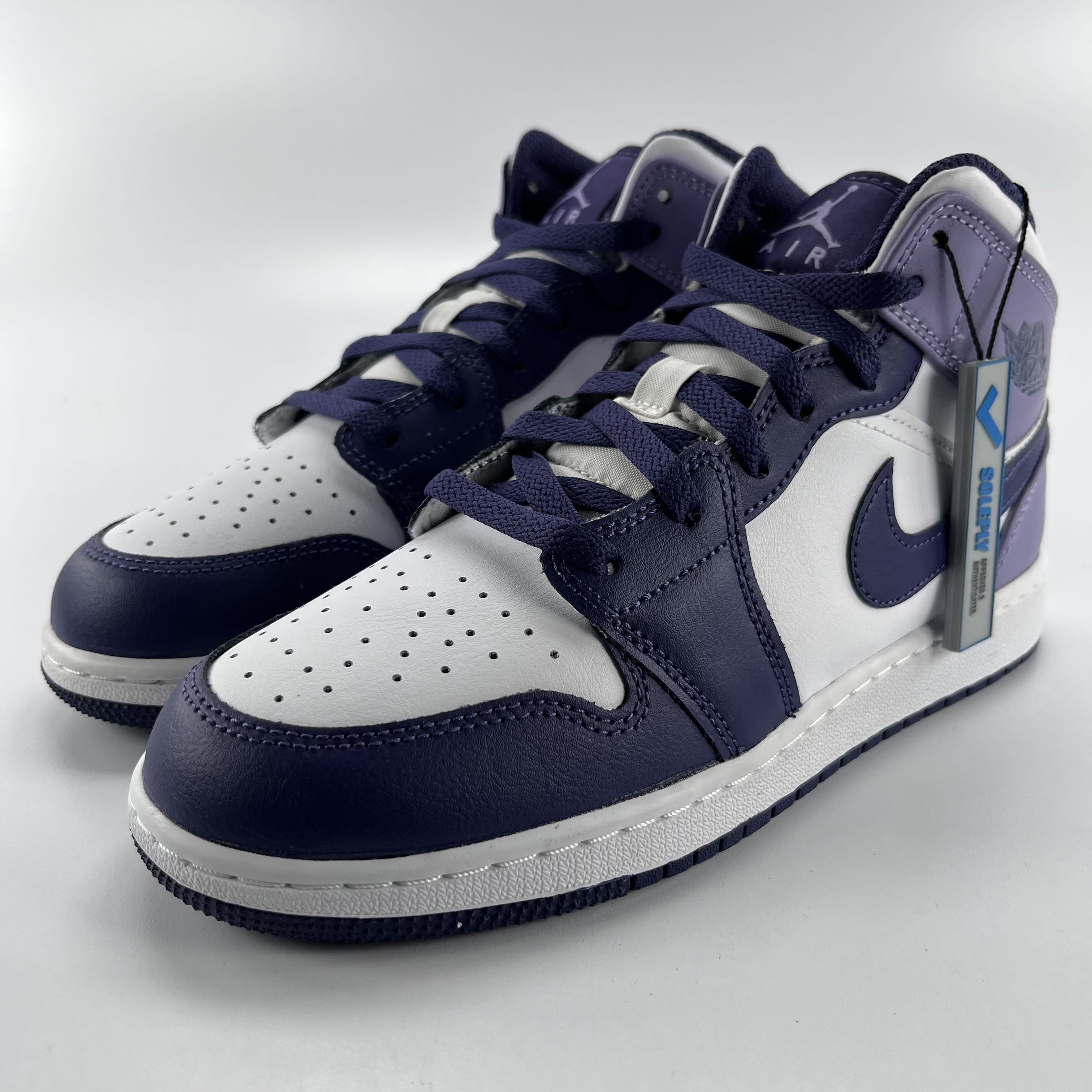 385386 Jordan 1 Mid White Sky J Purple (GS)