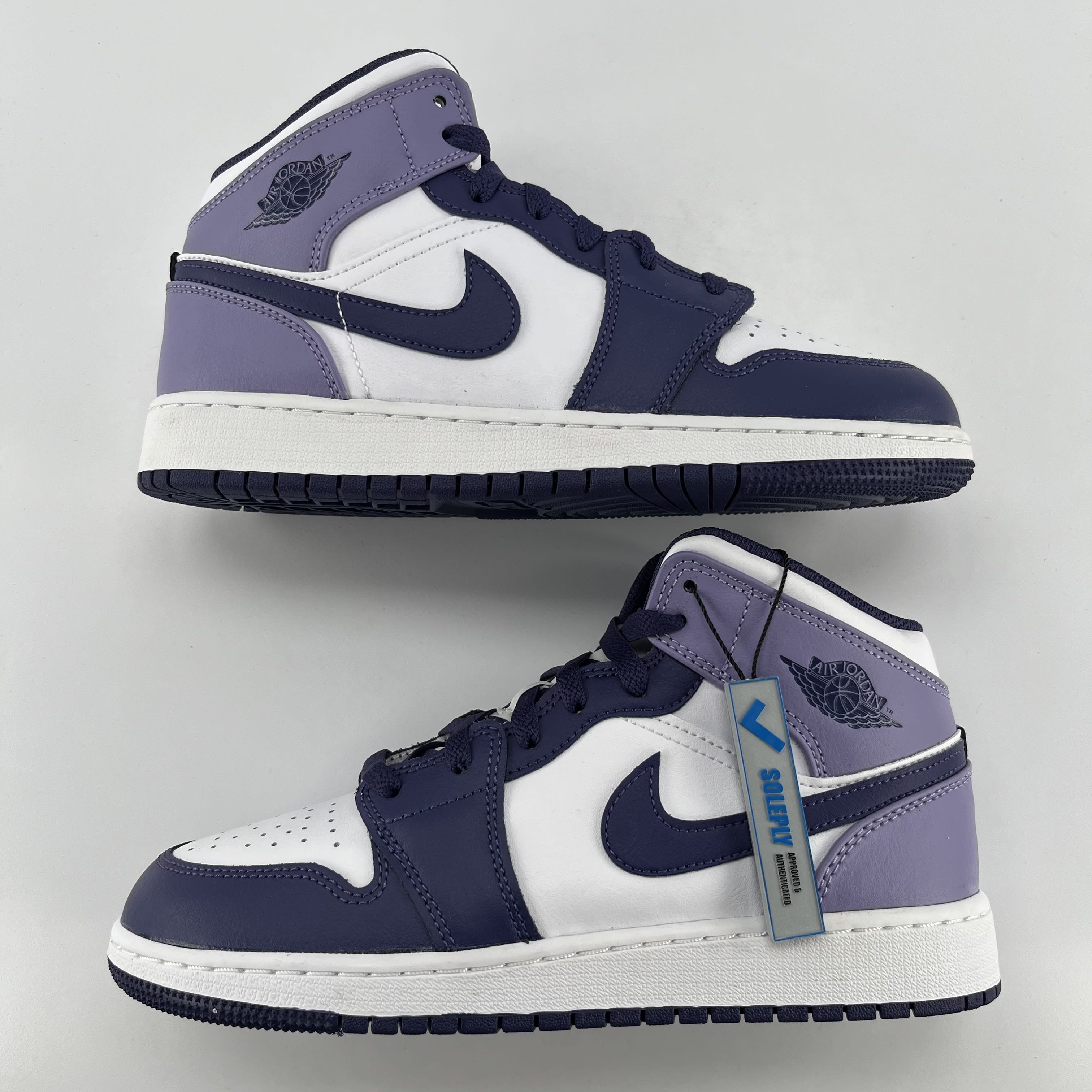 385386 Jordan 1 Mid White Sky J Purple (GS)