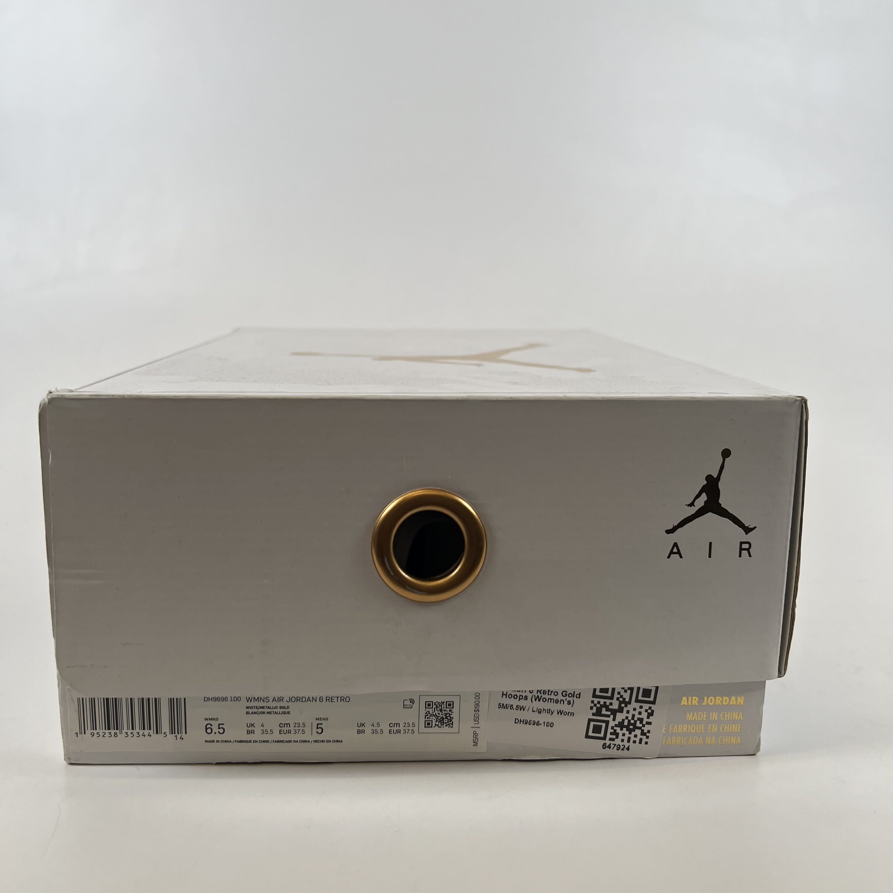 647924 Jordan 6 Retro Gold Hoops (Women's)