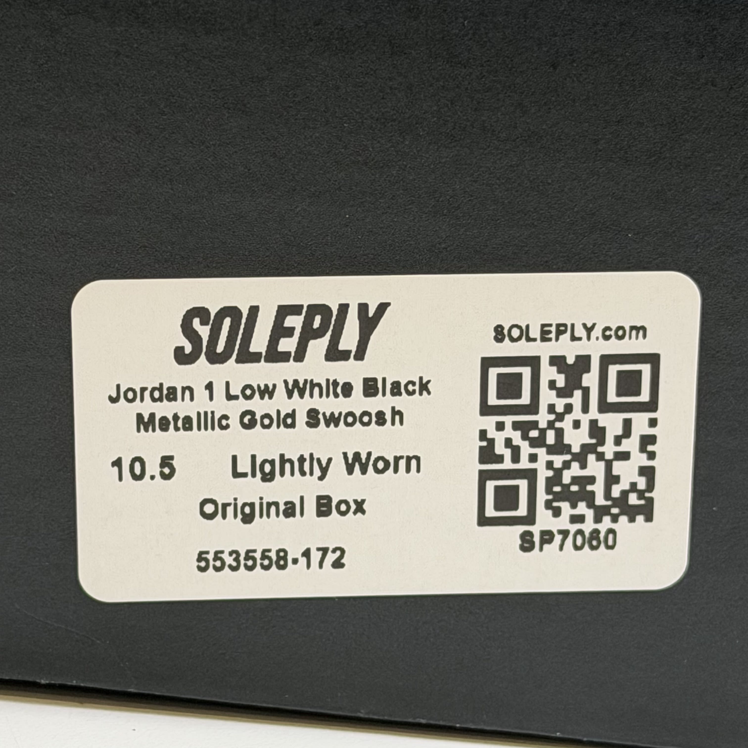 SP7060 Jordan 1 Low White Black Metallic Gold Swoosh