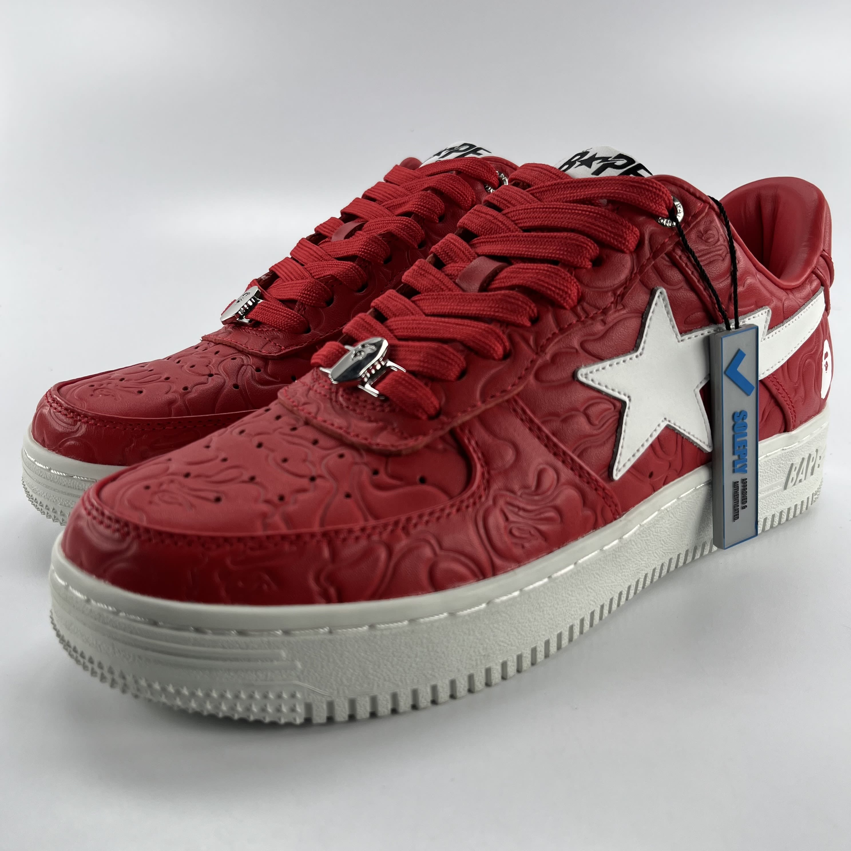 340673 A Bathing Ape Bape Sta Low #3 Line Camo Red