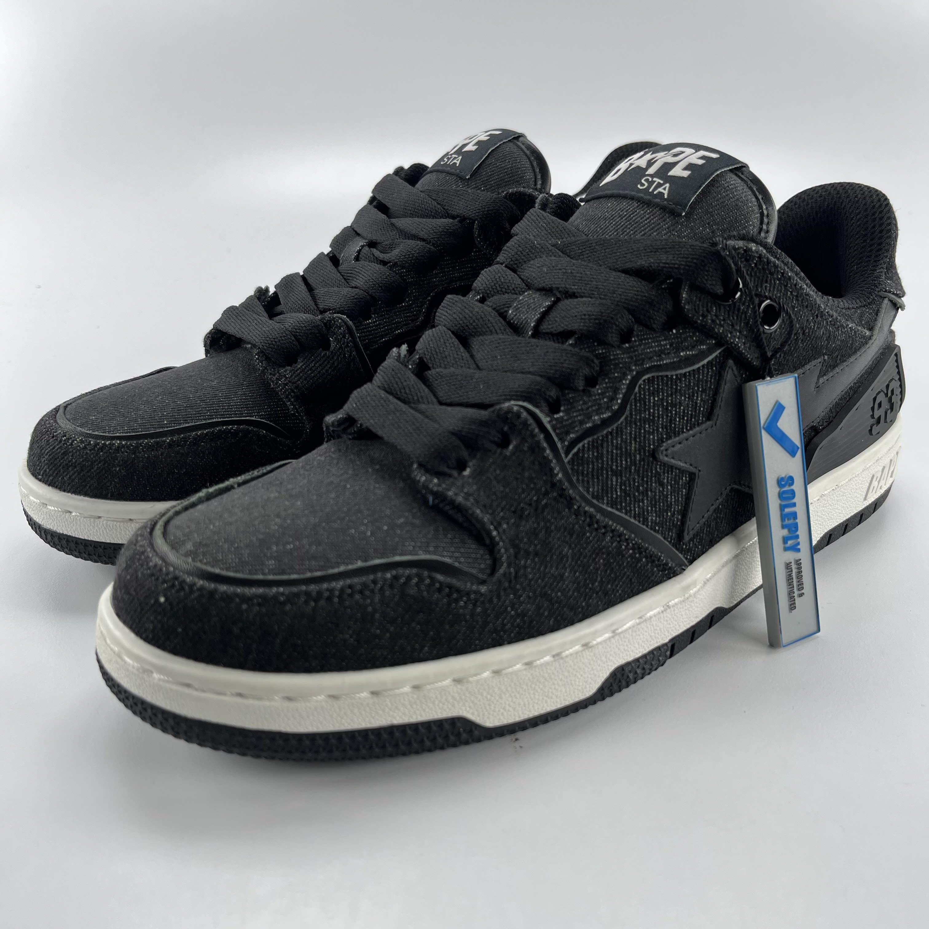 340345 A Bathing Ape Sk8 Sta Black Denim