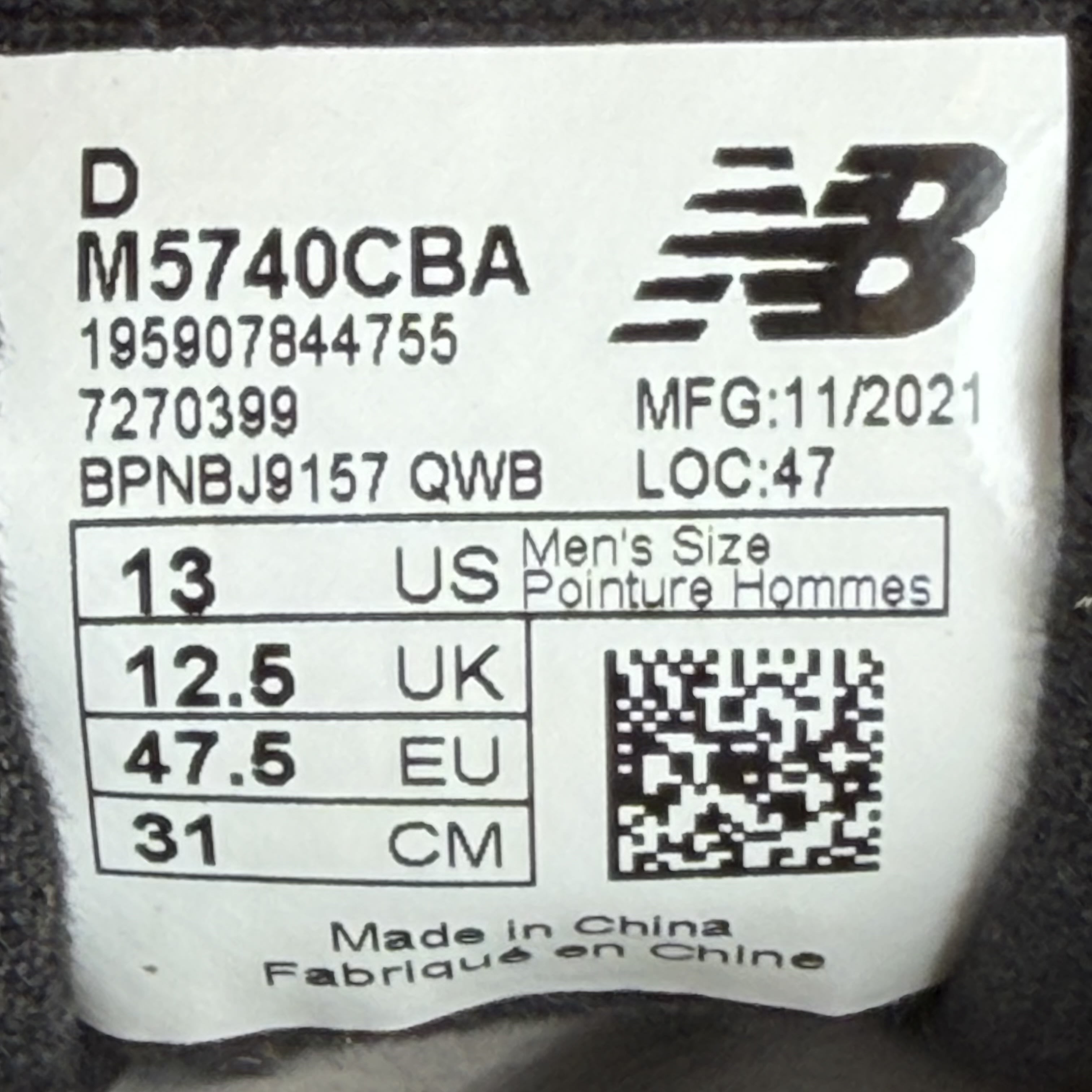 SP4887 New Balance 57/40 Black Grey White