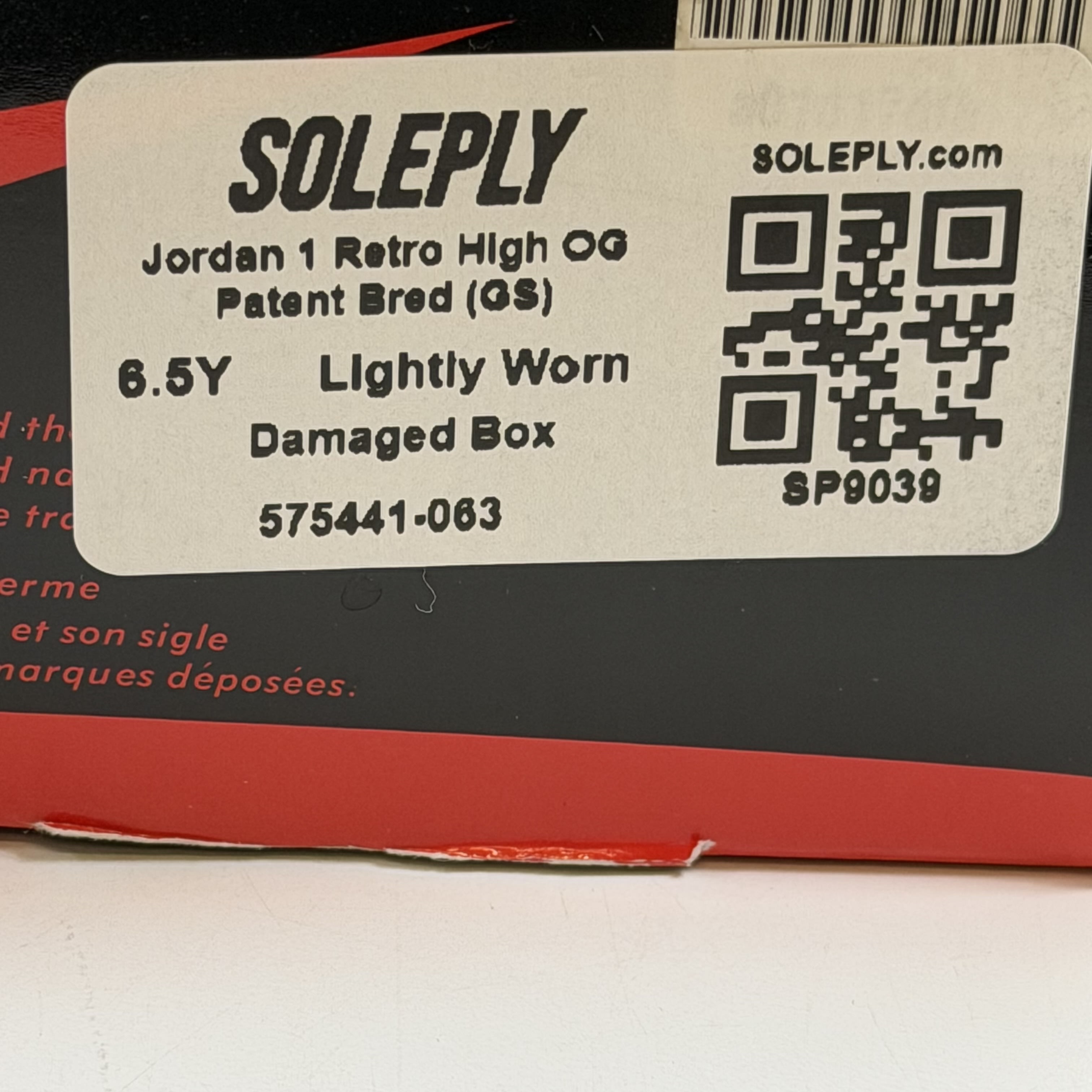 SP9039 Jordan 1 Retro High OG Patent Bred (GS)