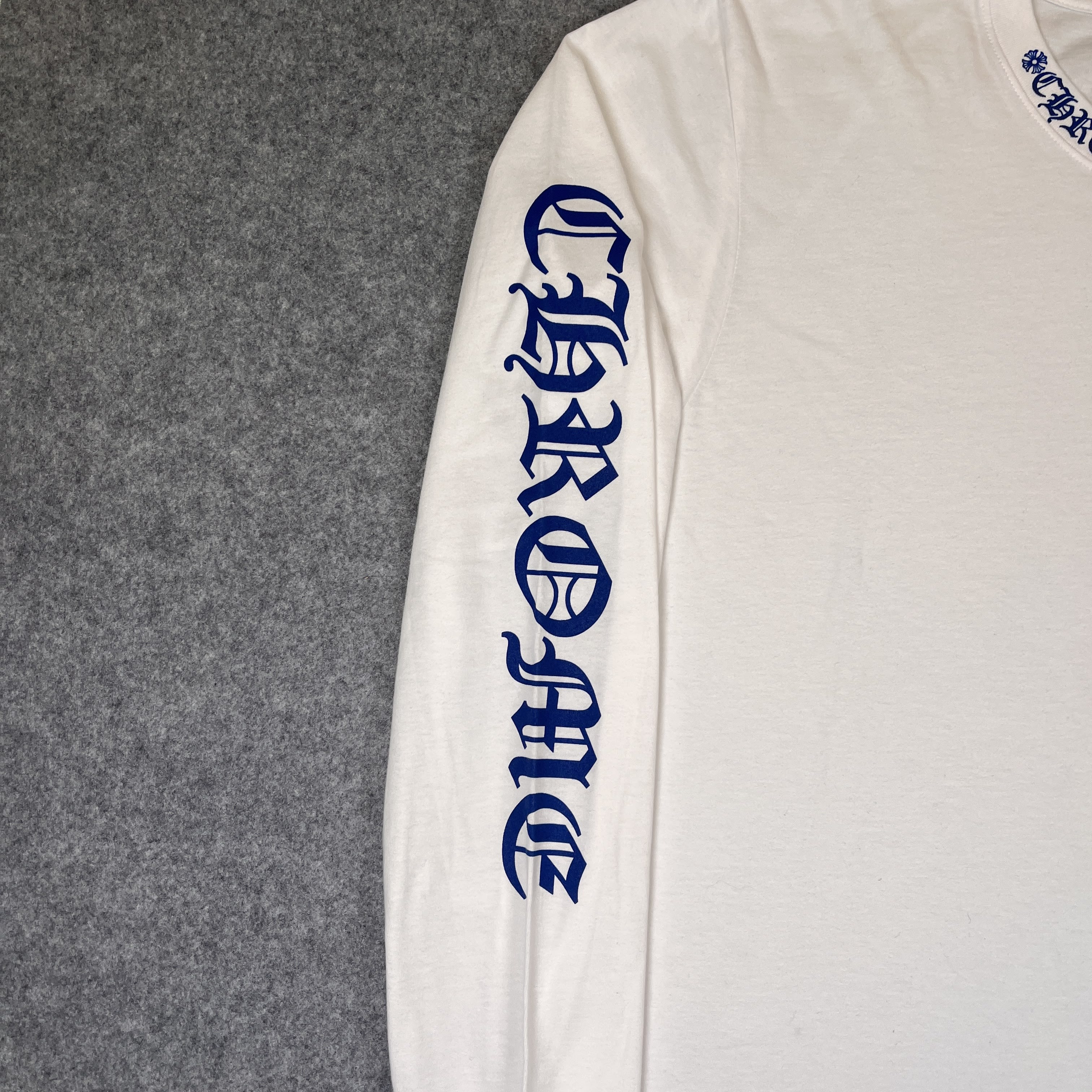 625301 Chrome Hearts Blue Neck Logo Long Sleeve T-Shirt Tee
