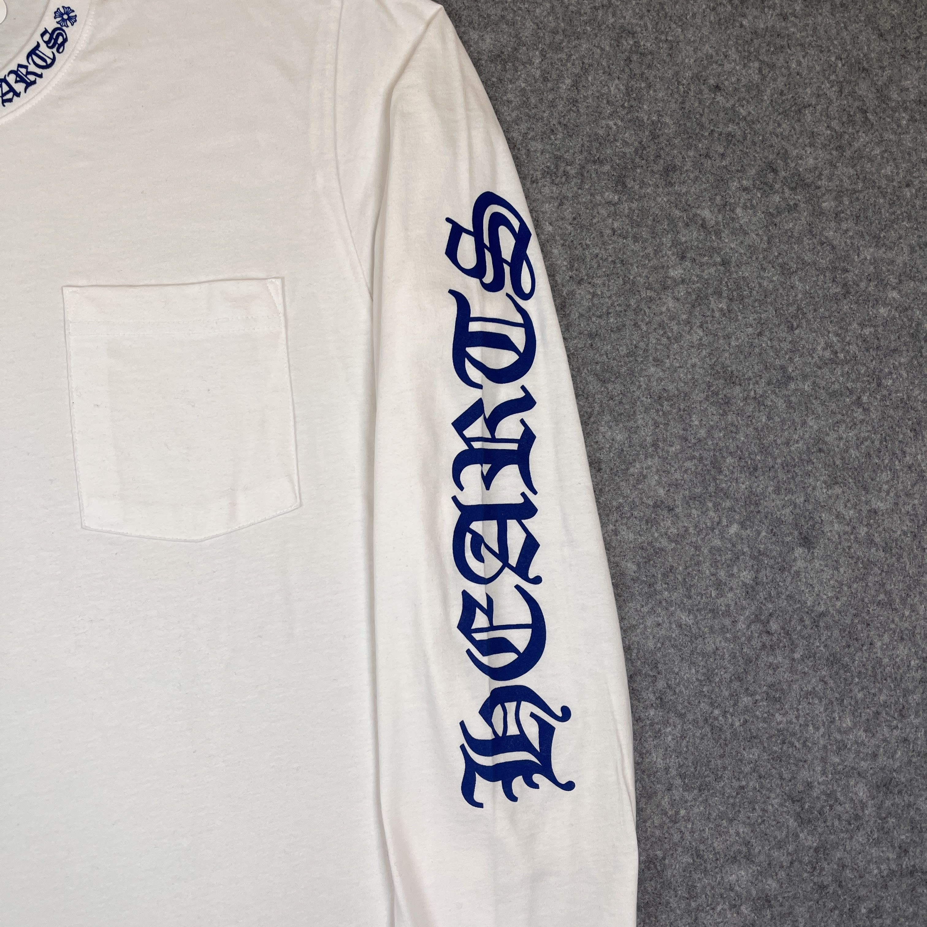 625301 Chrome Hearts Blue Neck Logo Long Sleeve T-Shirt Tee