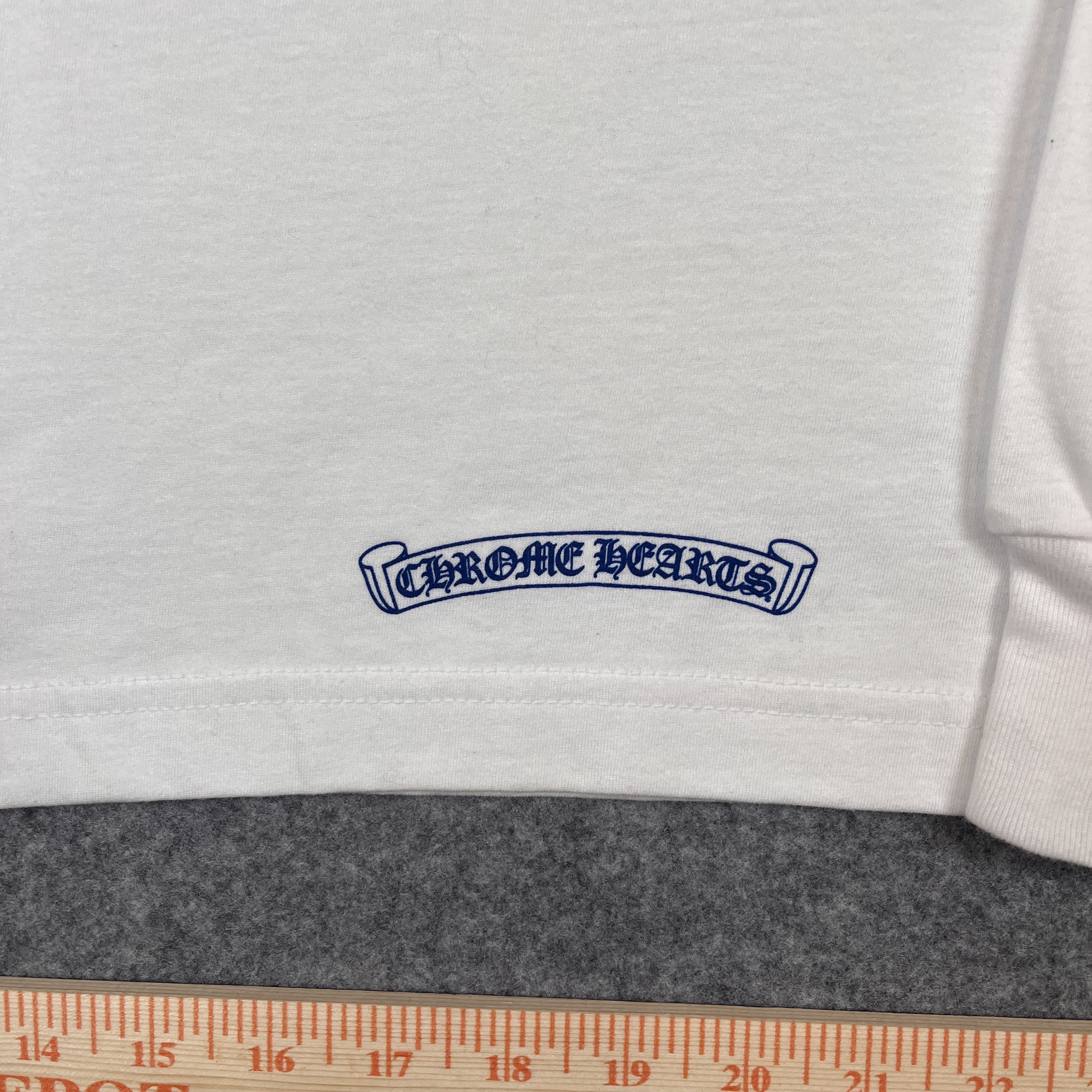 625301 Chrome Hearts Blue Neck Logo Long Sleeve T-Shirt Tee