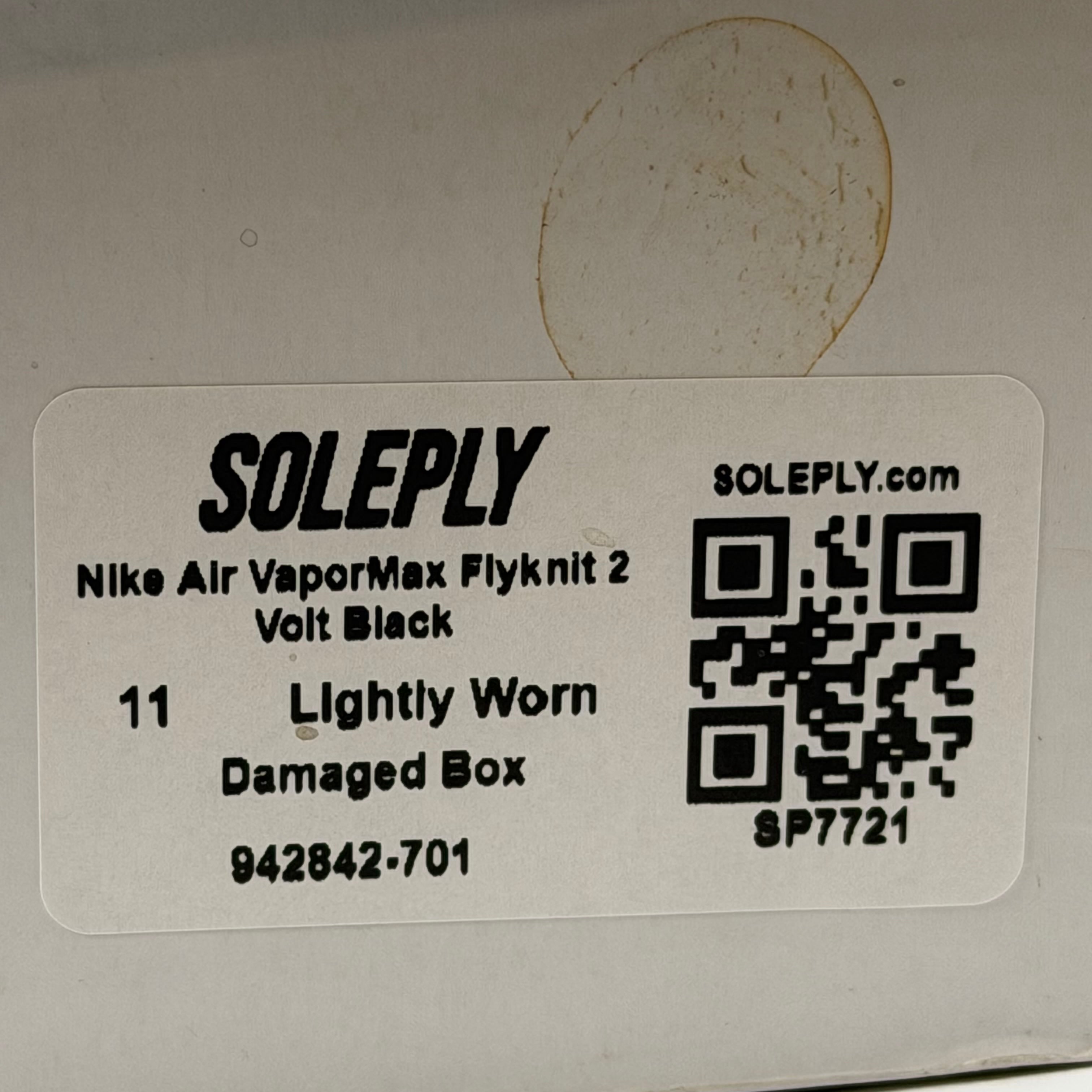 SP7721 Nike Air VaporMax Flyknit 2 Volt Black