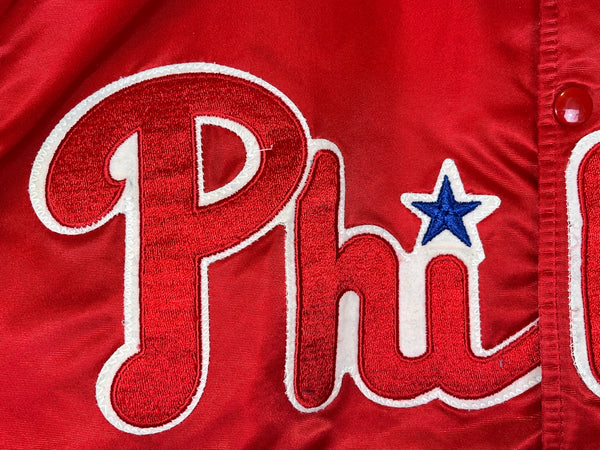 (90s) Philadelphia Phillies Starter Satin Red Bomber Jacket