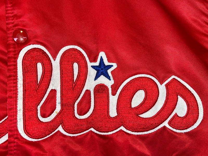 (90s) Philadelphia Phillies Starter Satin Red Bomber Jacket