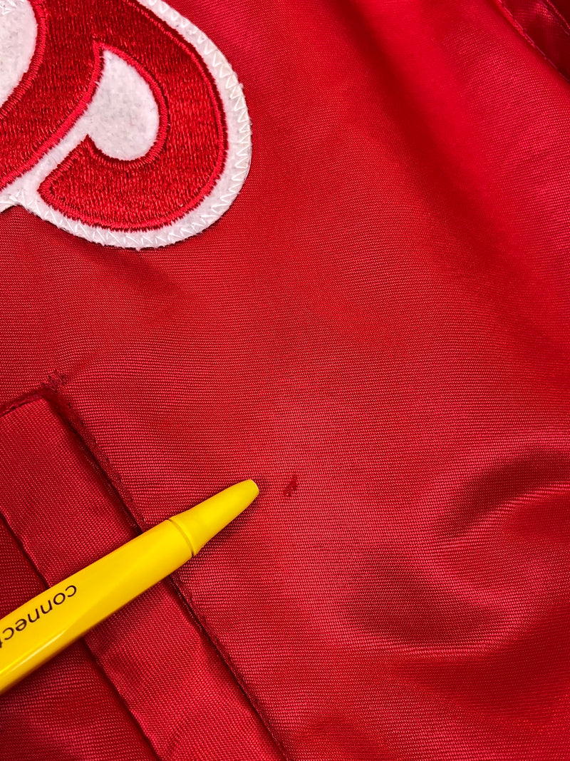 (90s) Philadelphia Phillies Starter Satin Red Bomber Jacket
