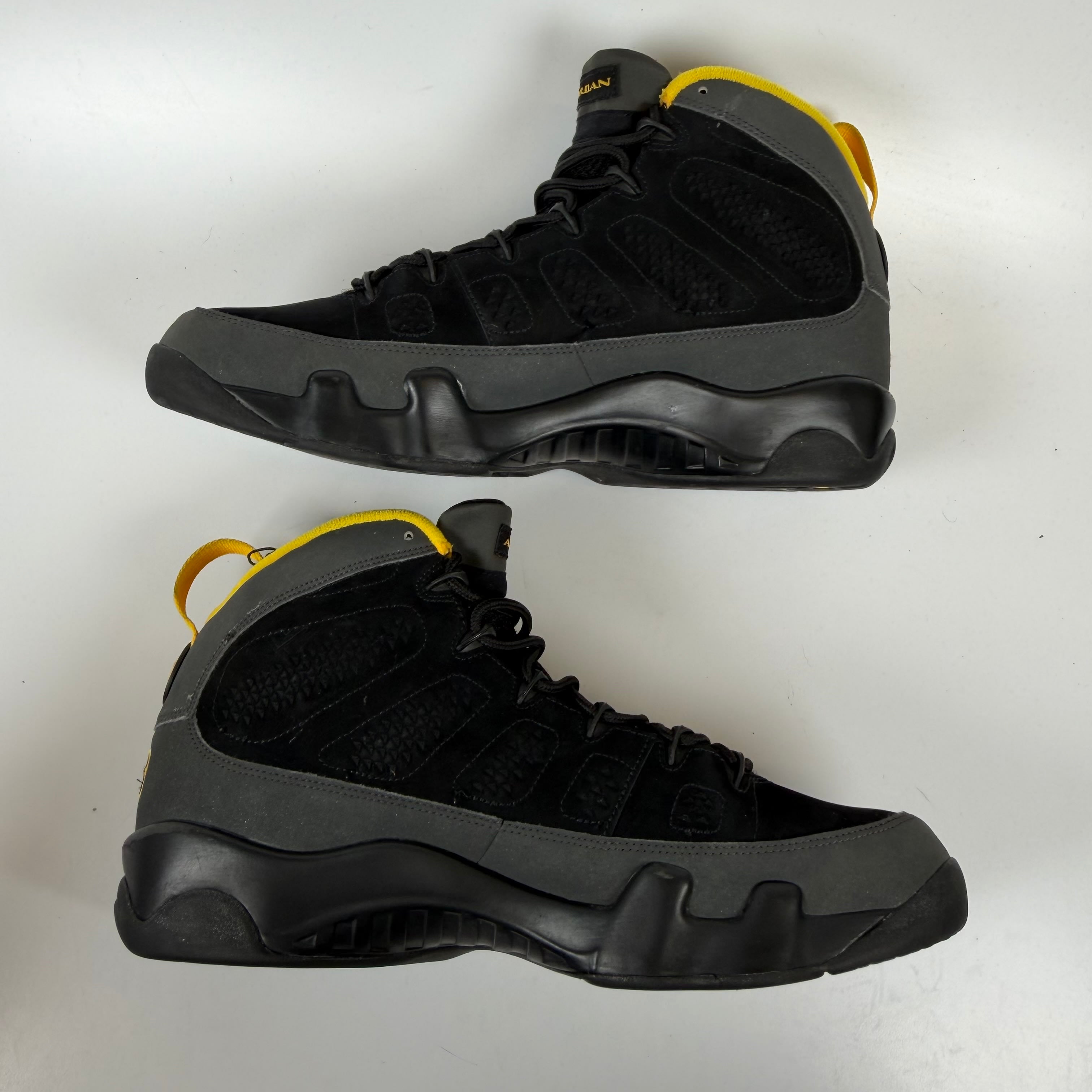 SP7720 Jordan 9 Retro Dark Charcoal University Gold