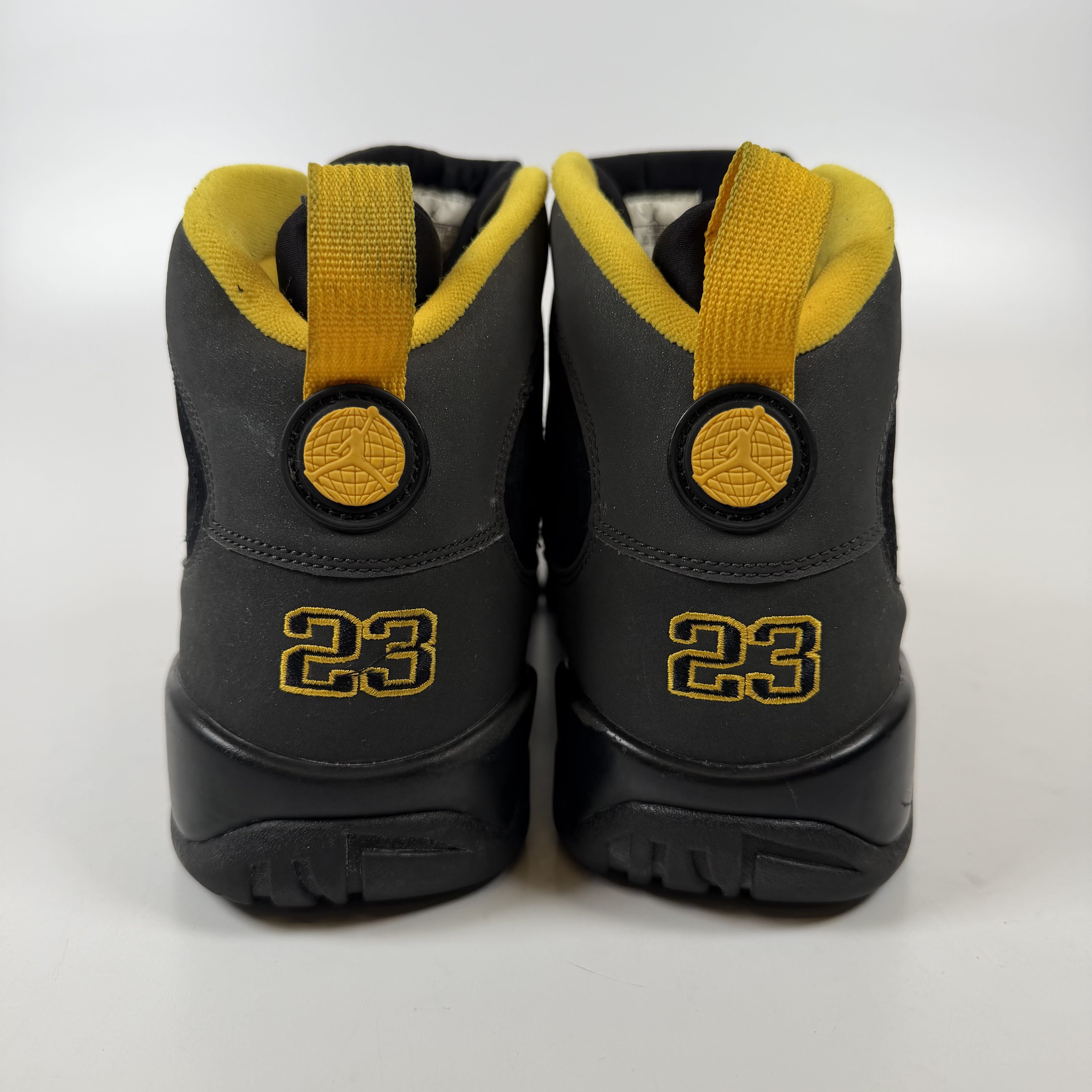 SP7720 Jordan 9 Retro Dark Charcoal University Gold