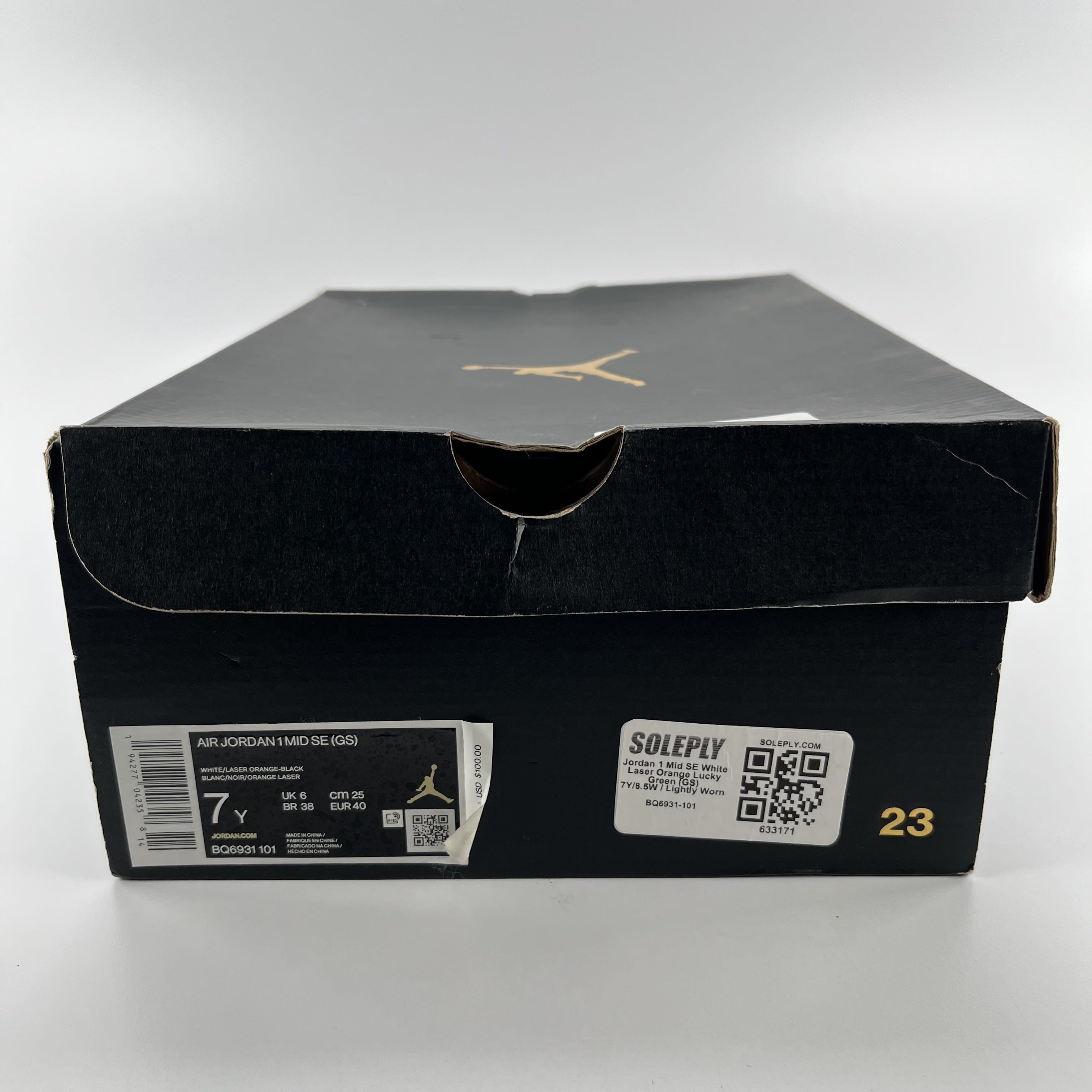633171 Jordan 1 Mid SE White Laser Orange Lucky Green (GS)