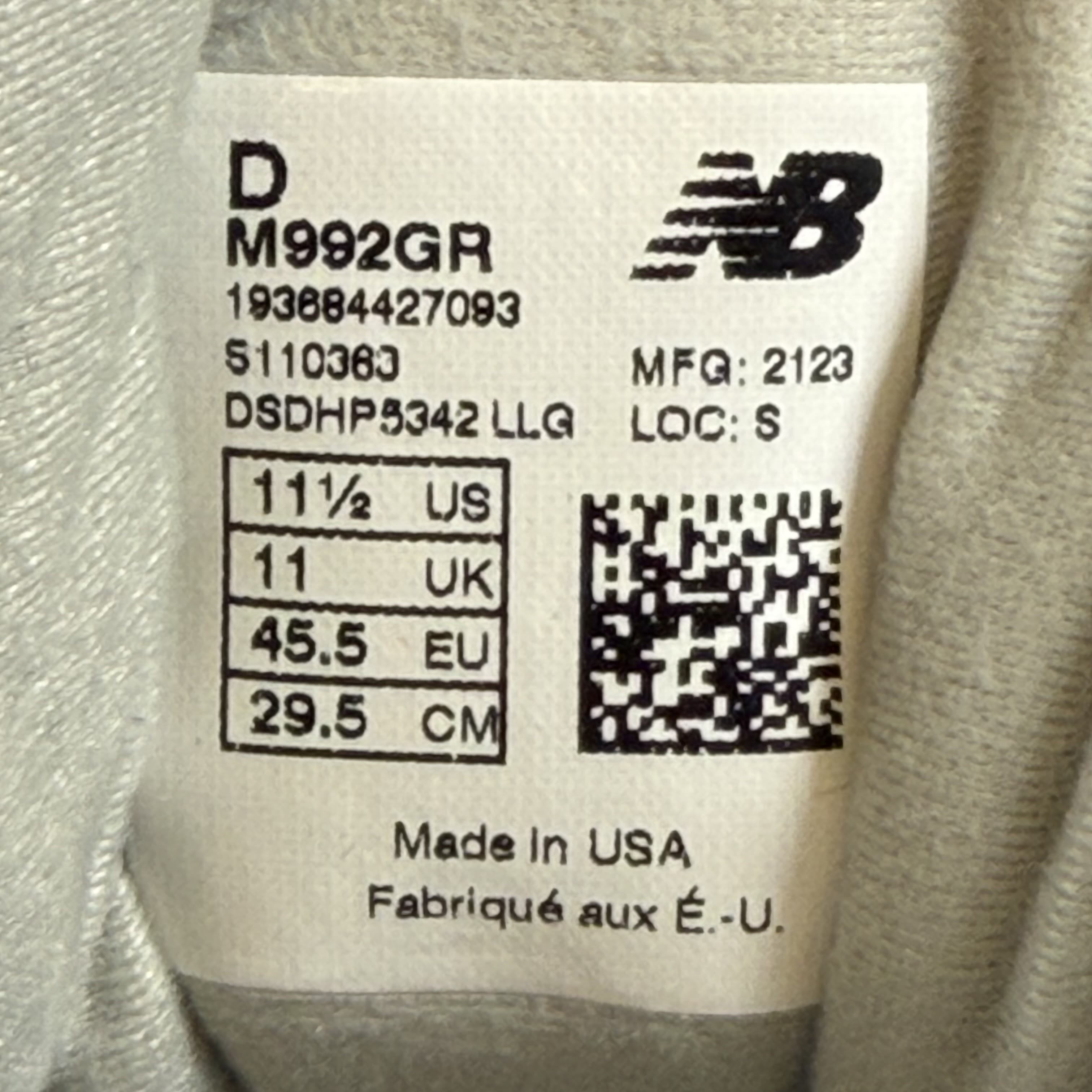 SP7863 New Balance 992 Grey