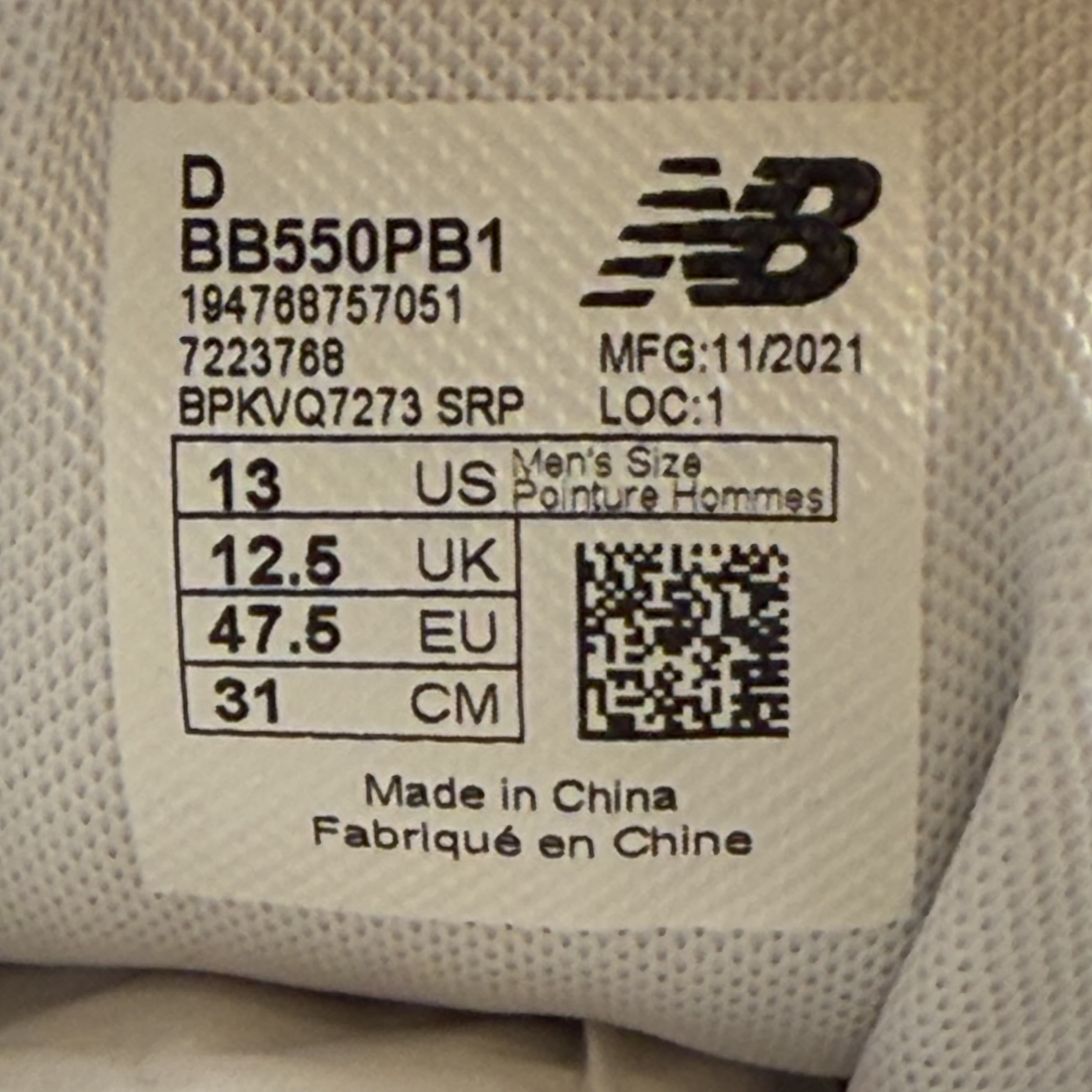 SP7851 New Balance 550 White Grey