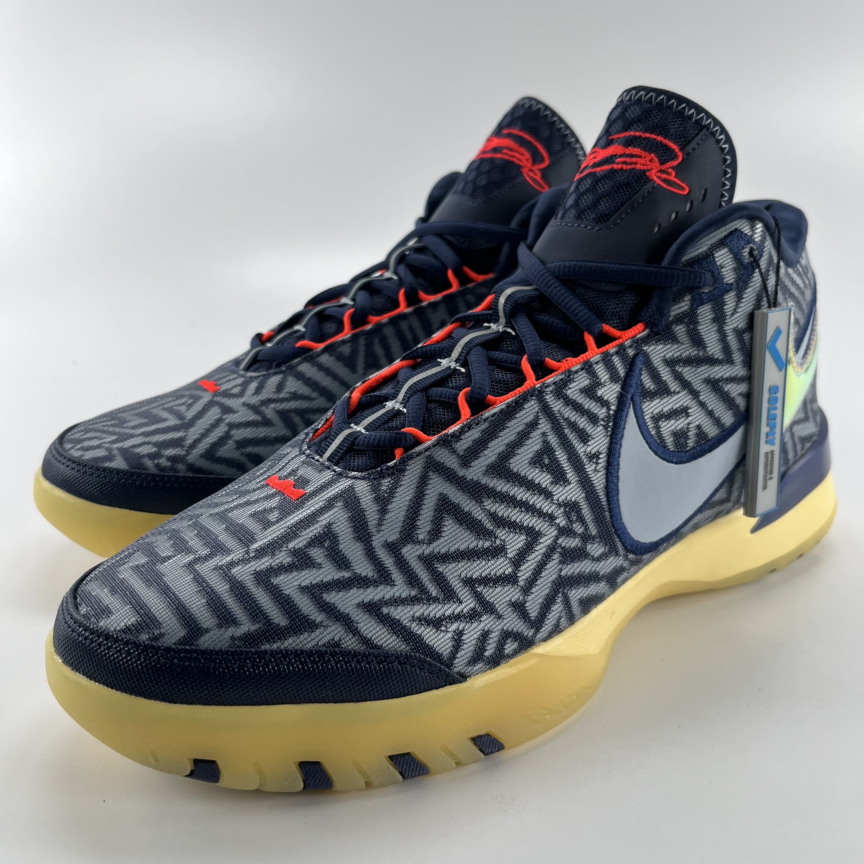 825509 Nike LeBron NXXT Genisus Midnight Navy Soft Yellow Bright Crimson Light Armory Blue