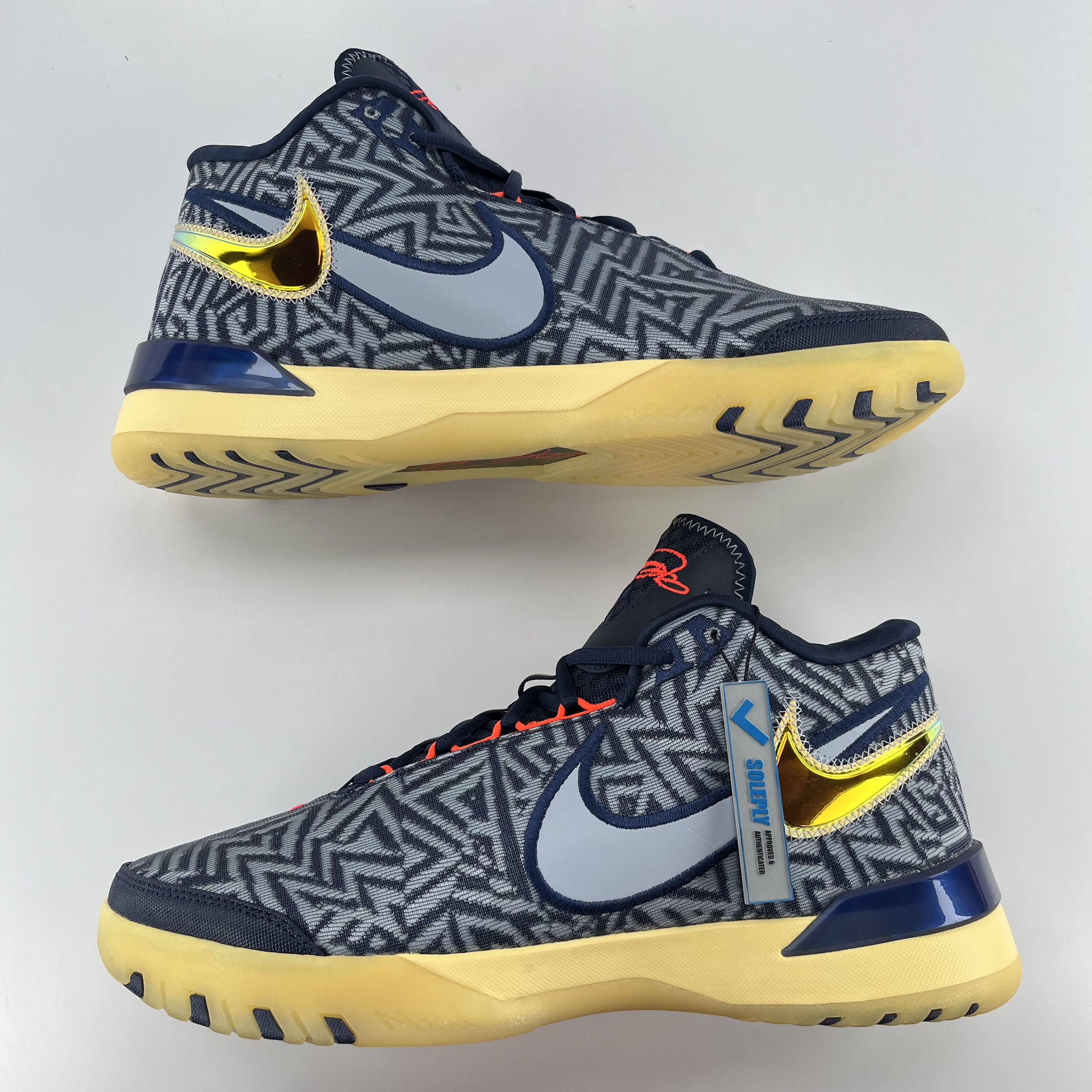 825509 Nike LeBron NXXT Genisus Midnight Navy Soft Yellow Bright Crimson Light Armory Blue