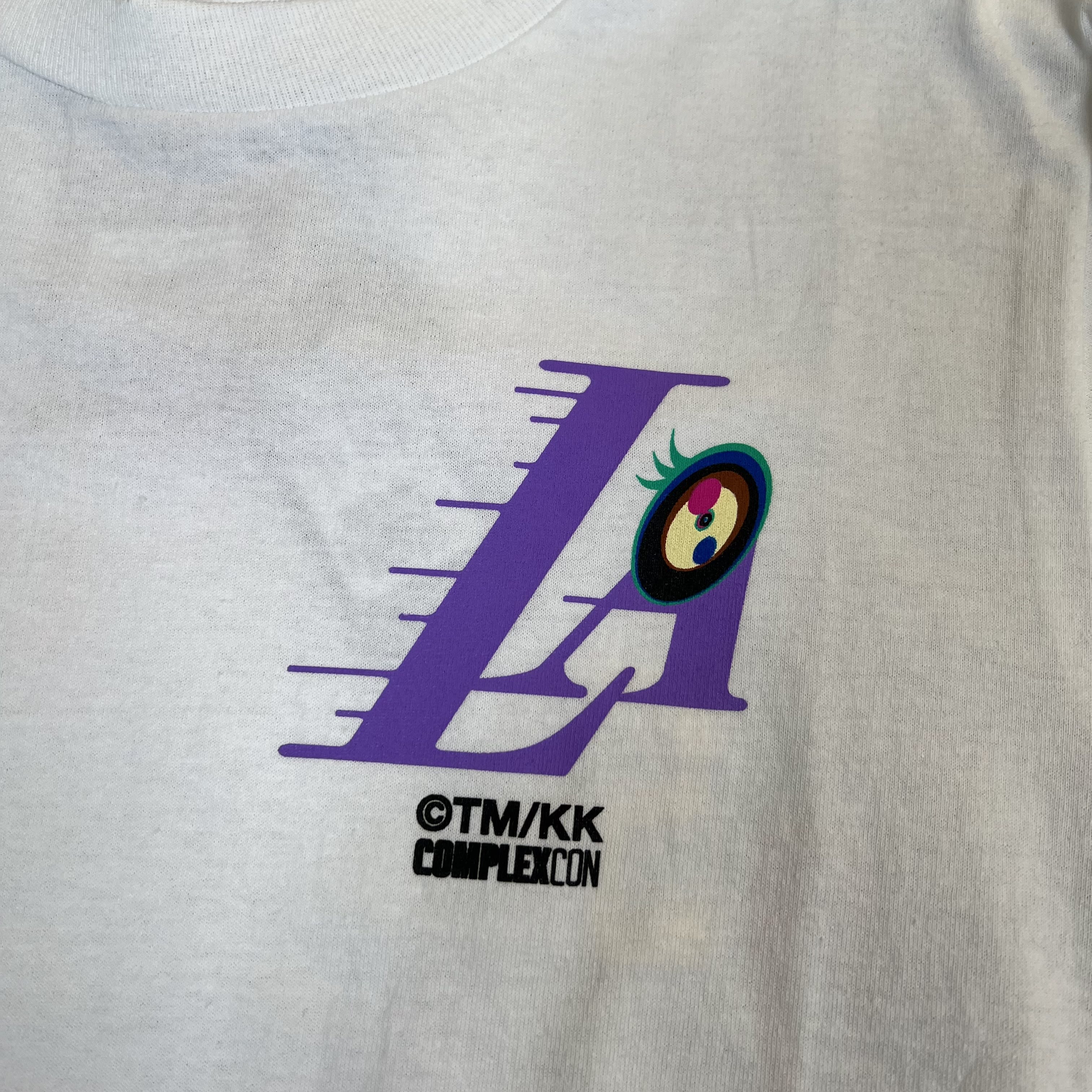 278968 Takashi Murakami ComplexCon x LA Lakers M&N Triangle L/S Tee White