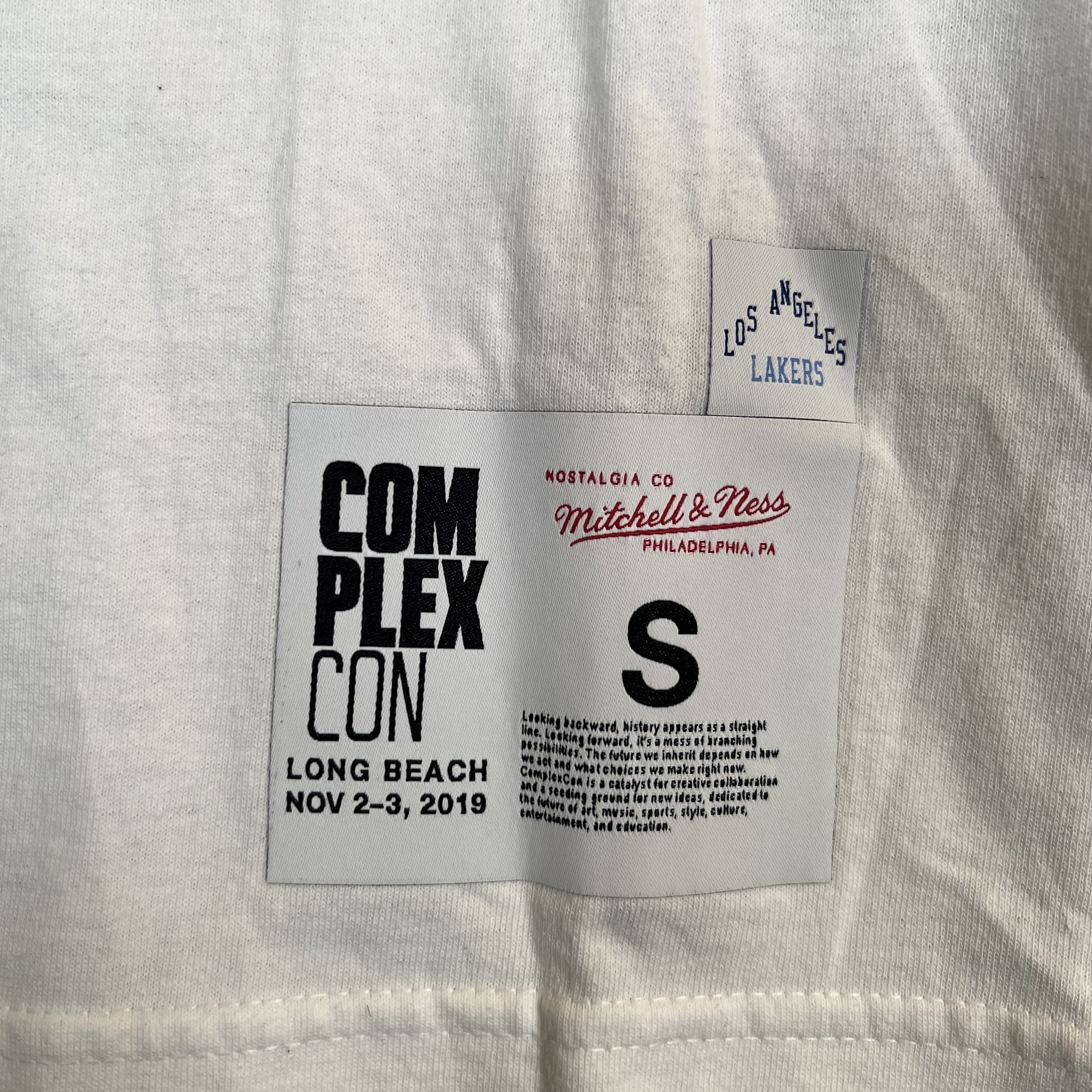 278968 Takashi Murakami ComplexCon x LA Lakers M&N Triangle L/S Tee White