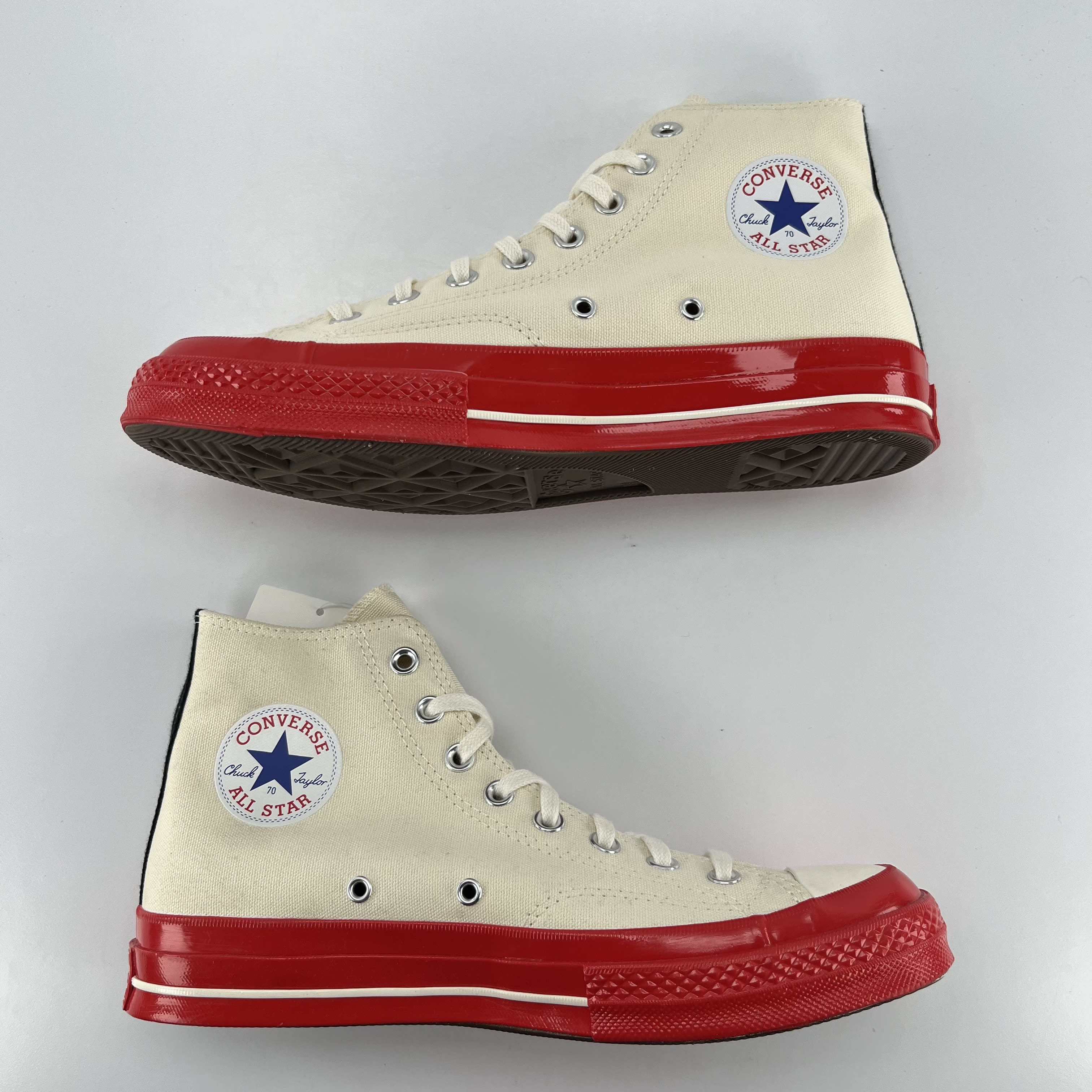 257050 Comme des Garcons PLAY Converse Chuck Taylor All Star 70 Hi Egret Red Midsole