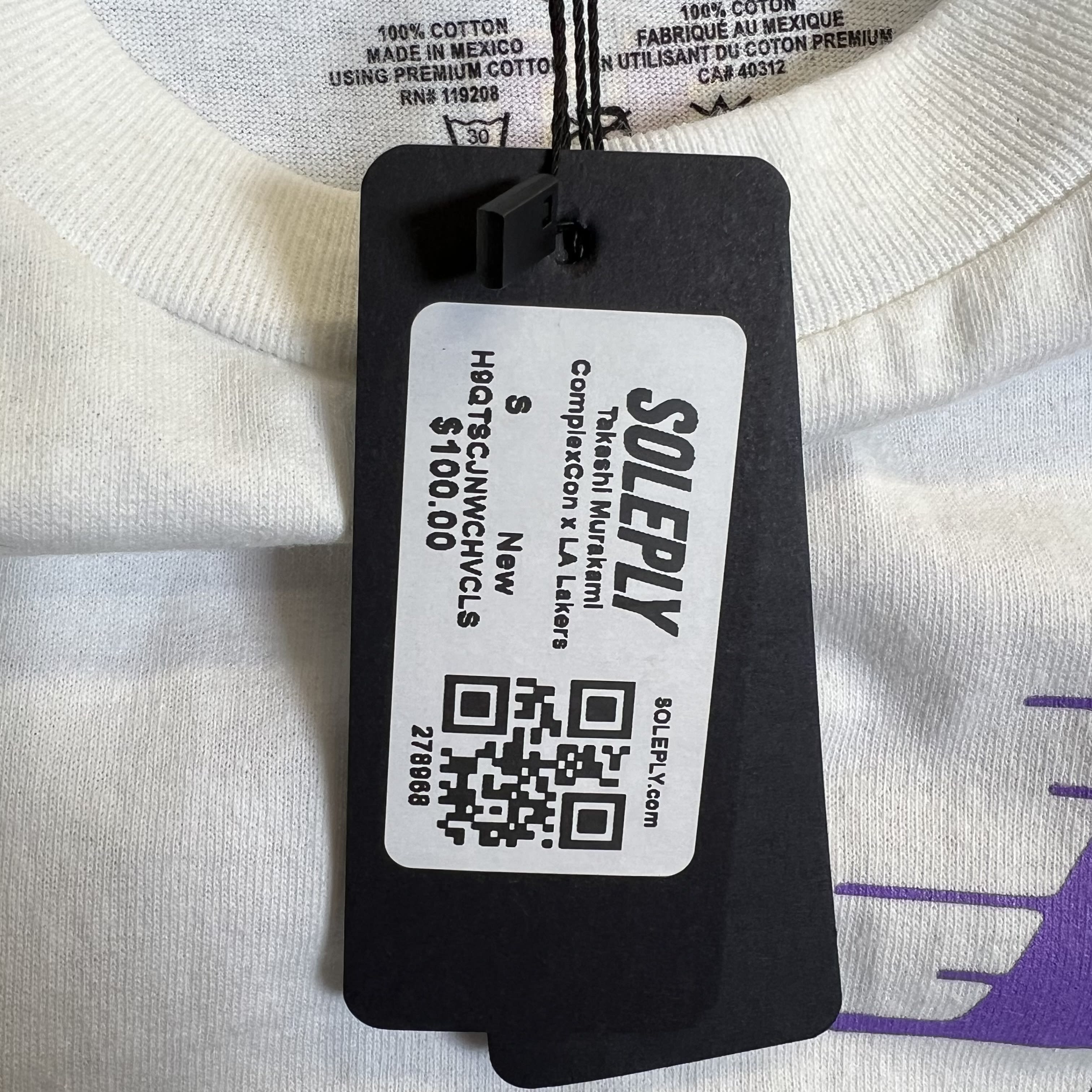 278968 Takashi Murakami ComplexCon x LA Lakers M&N Triangle L/S Tee White