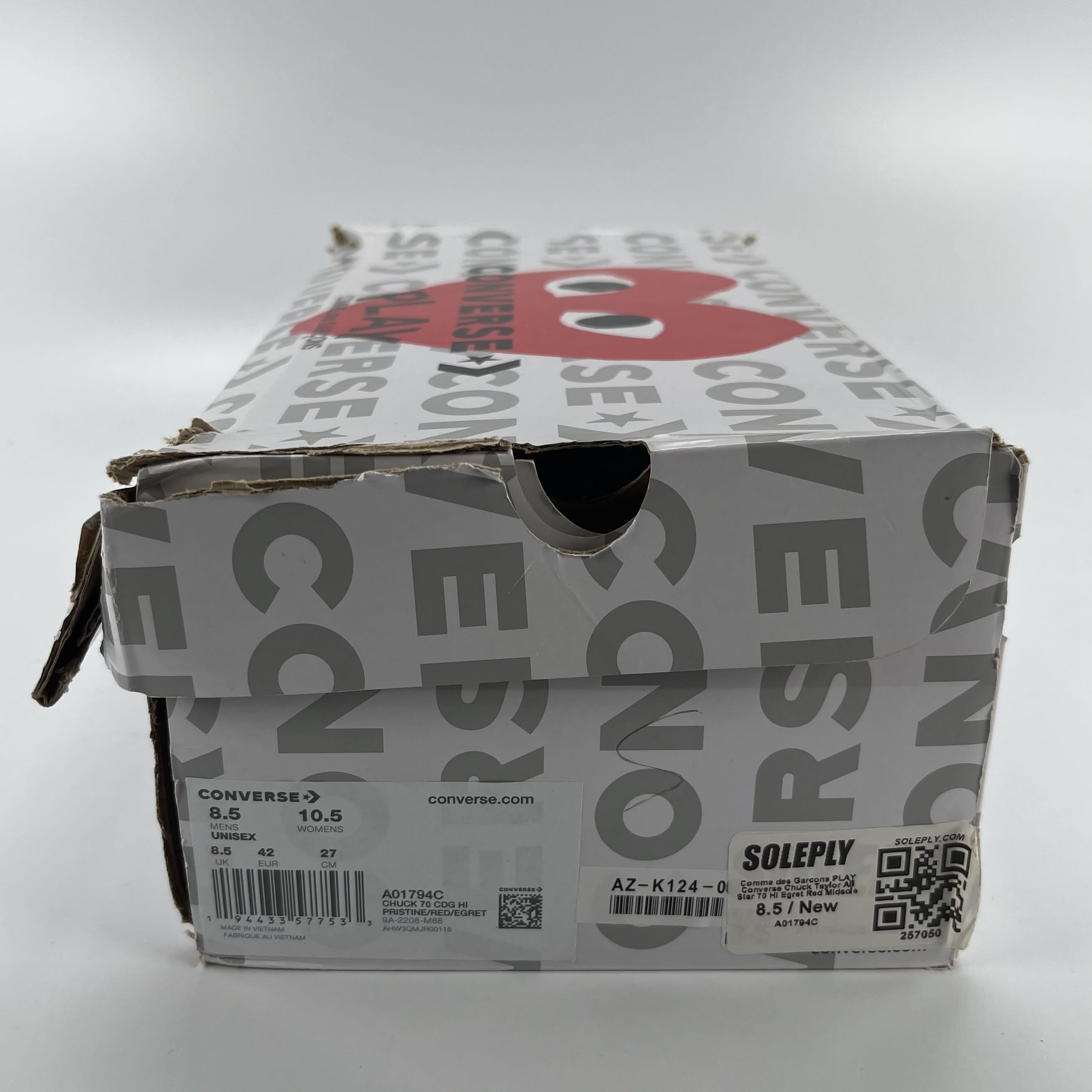 257050 Comme des Garcons PLAY Converse Chuck Taylor All Star 70 Hi Egret Red Midsole