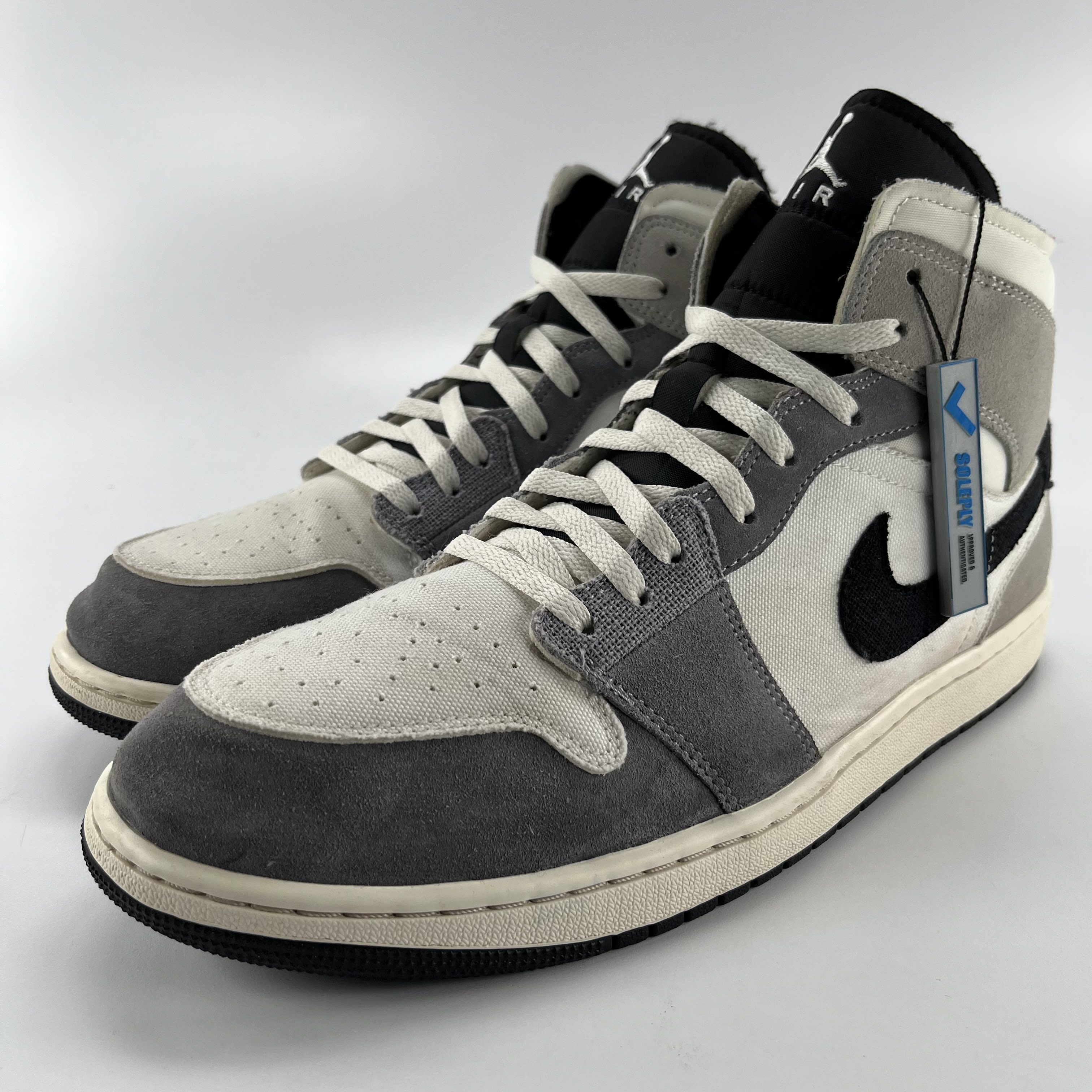 691541 Jordan 1 Mid SE Craft White Cement Grey Black
