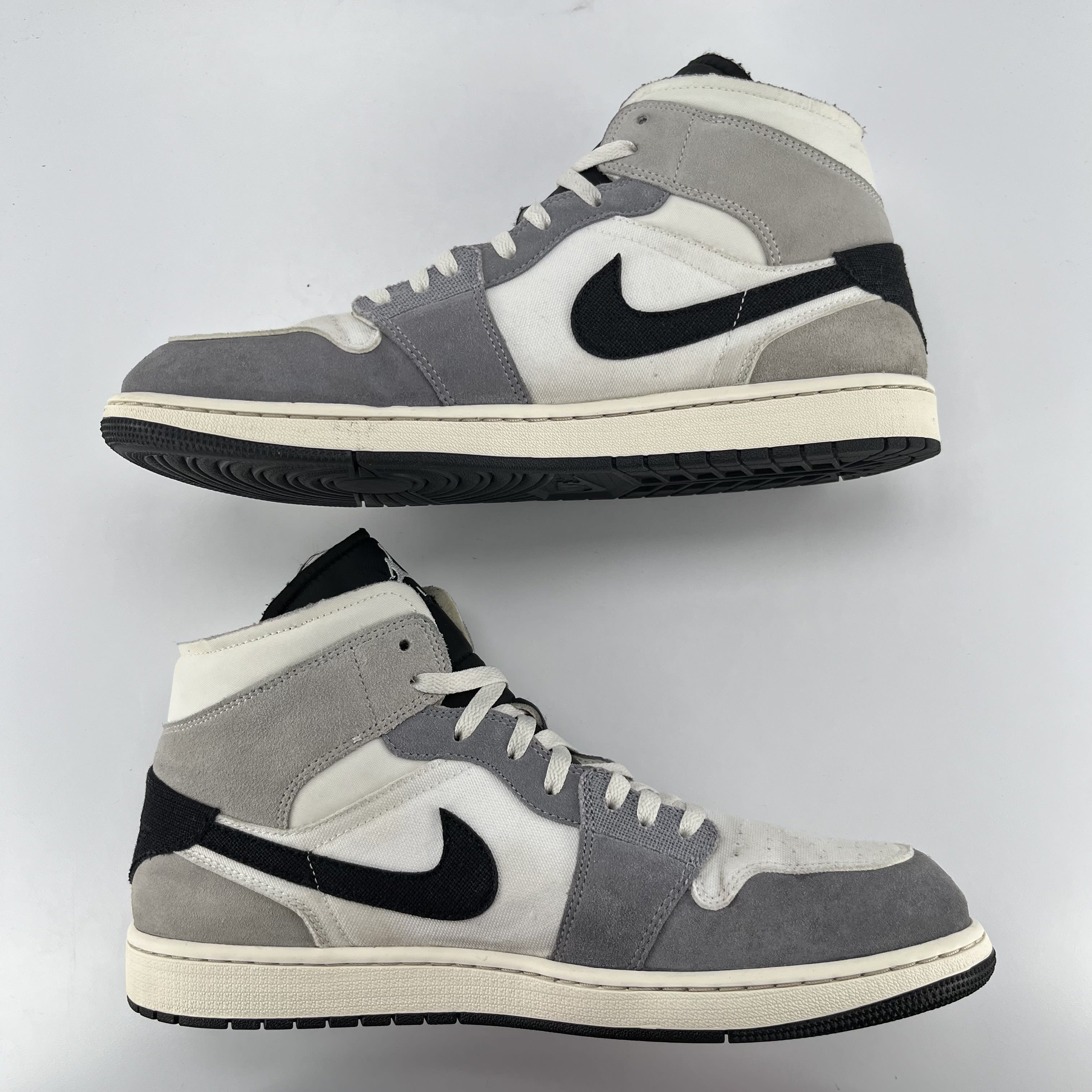 691541 Jordan 1 Mid SE Craft White Cement Grey Black