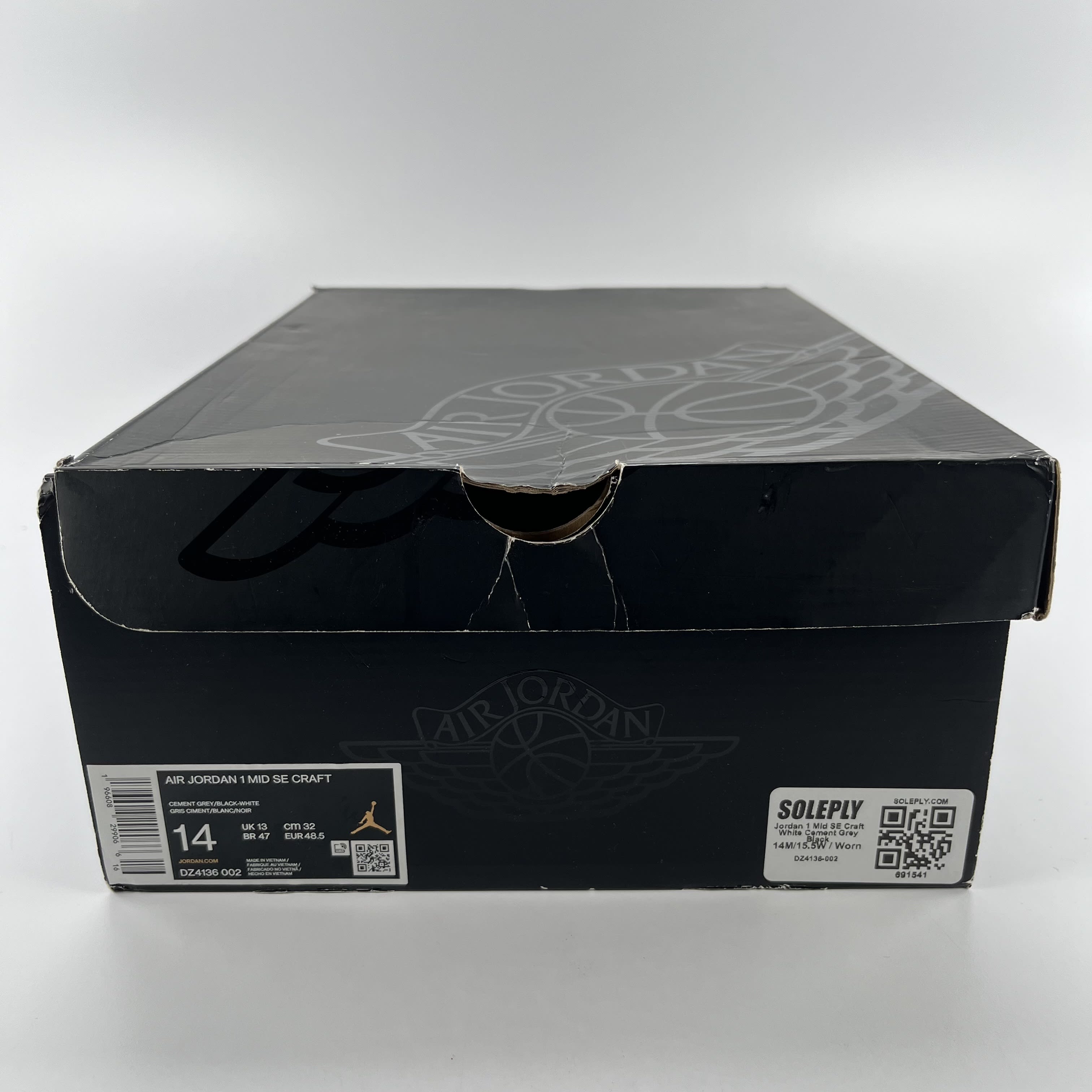 691541 Jordan 1 Mid SE Craft White Cement Grey Black