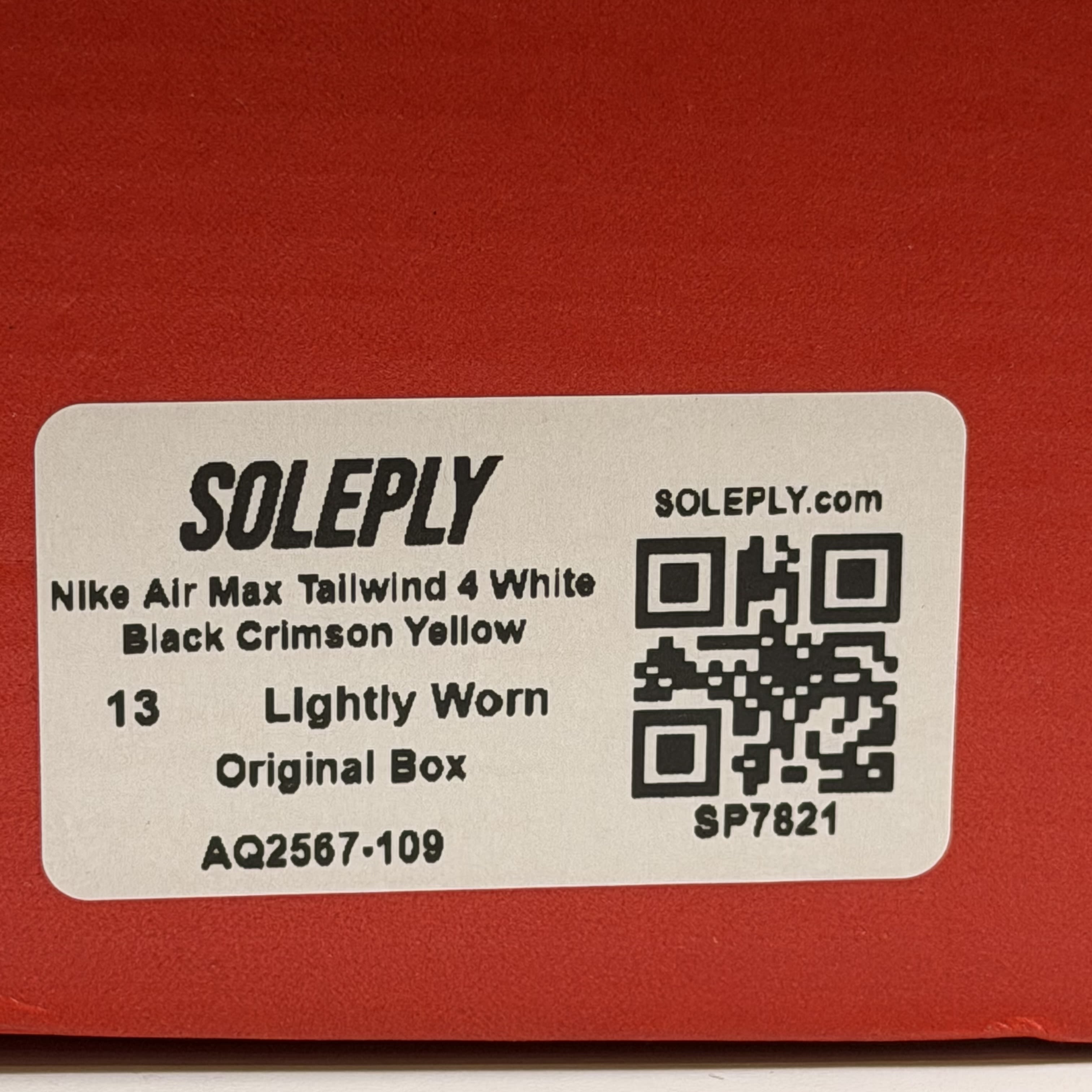 SP7821 Nike Air Max Tailwind 4 White Black Crimson Yellow