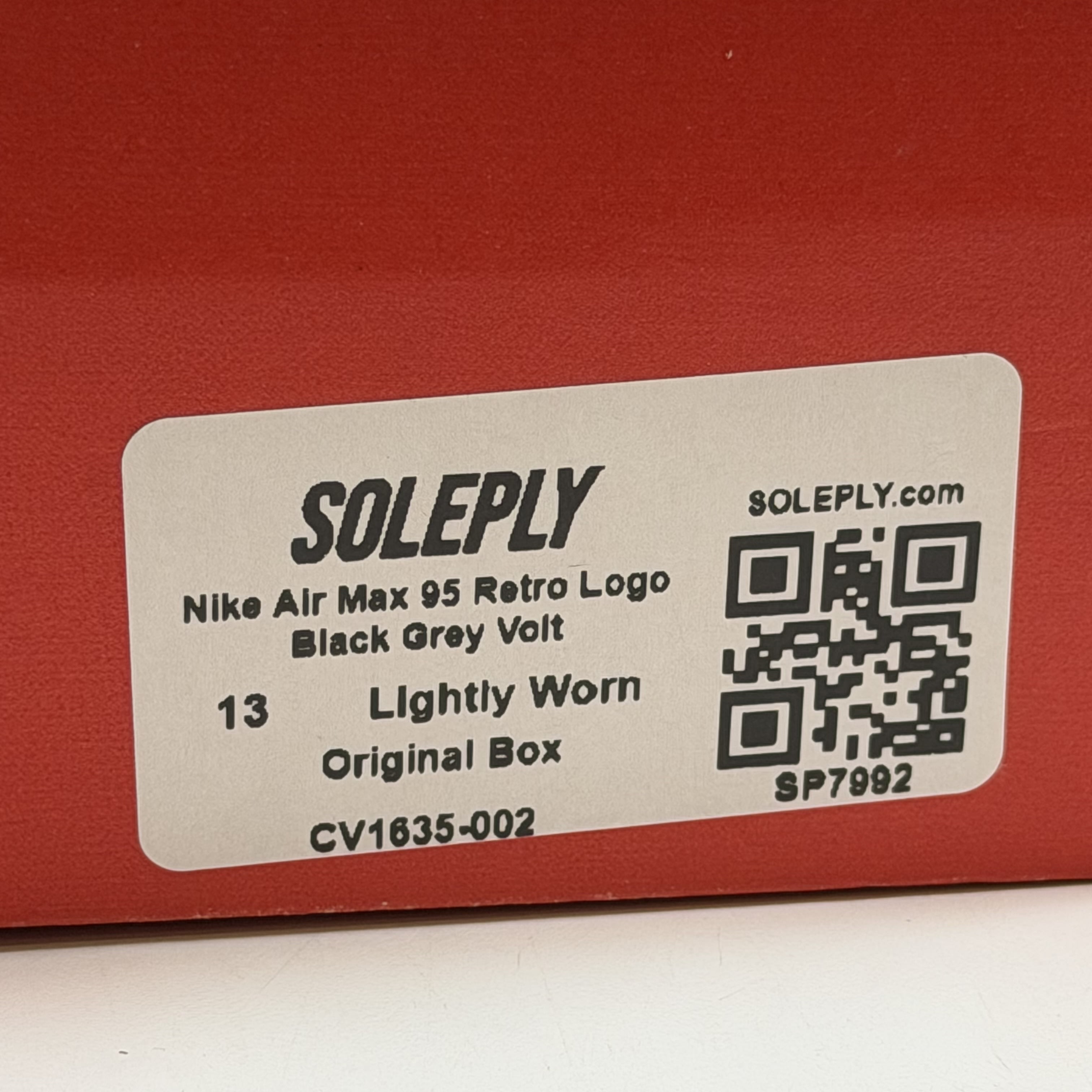 SP7992 Nike Air Max 95 Retro Logo Black Grey Volt