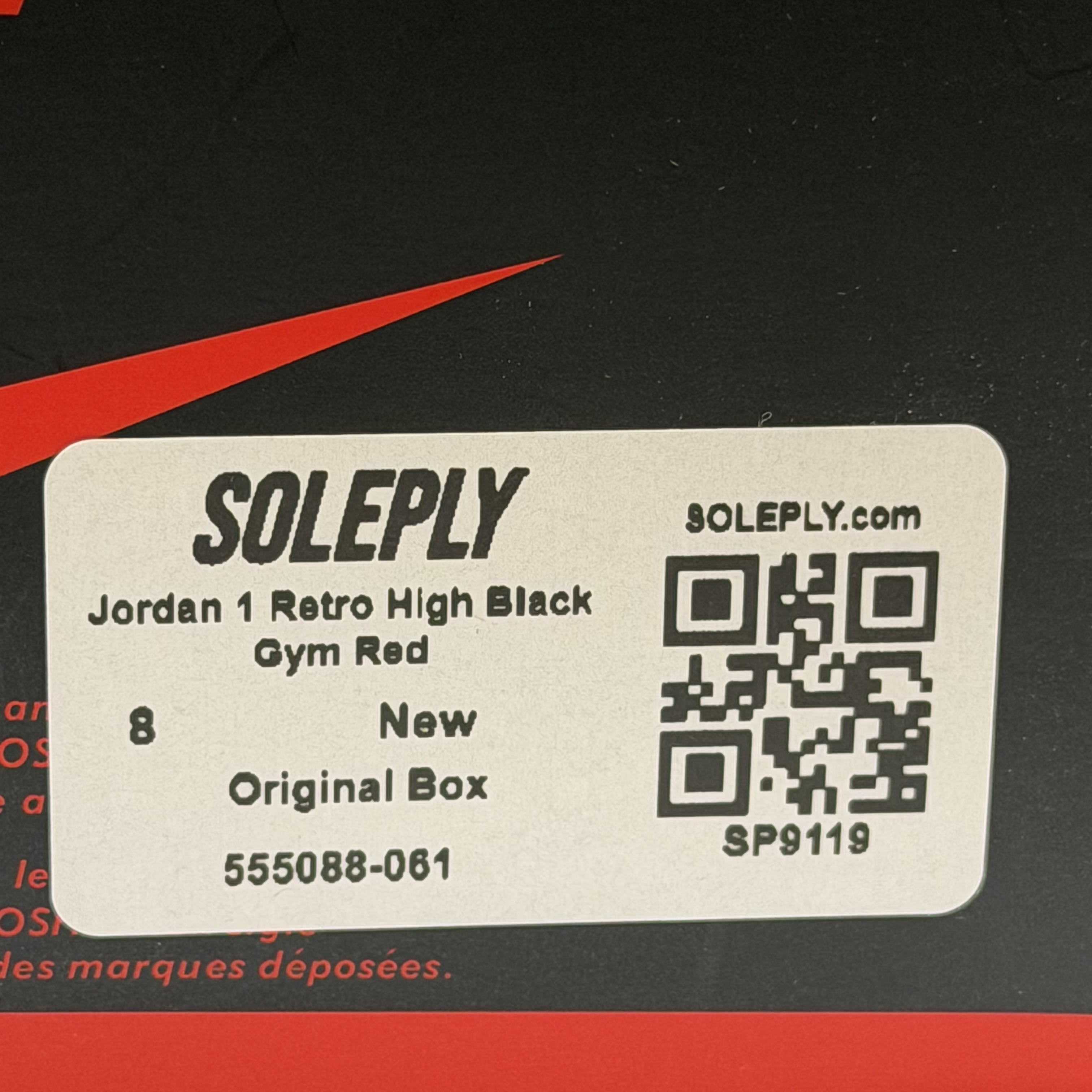 SP9119 Jordan 1 Retro High Black Gym Red