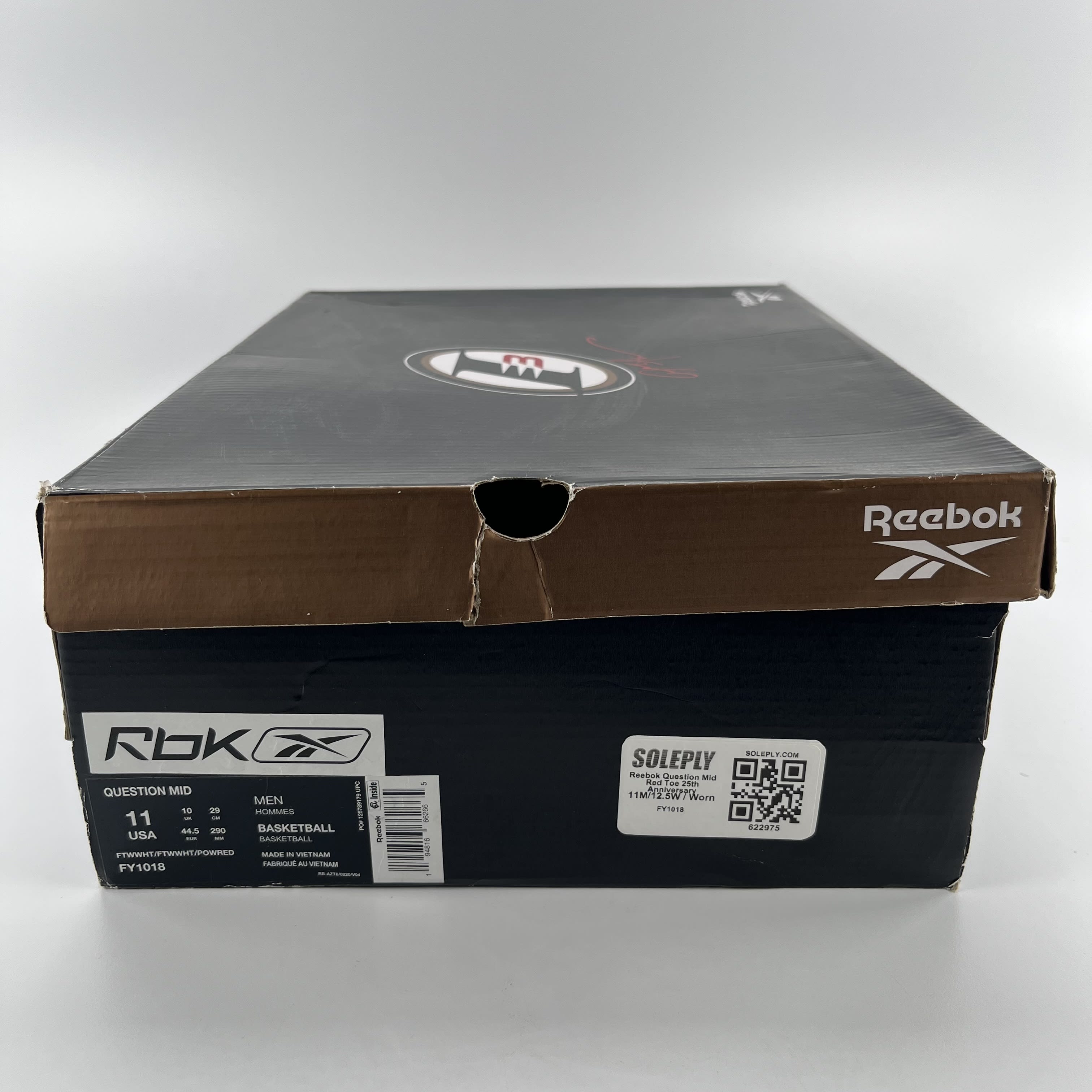 622975 Reebok Question Mid Red Toe 25th Anniversary