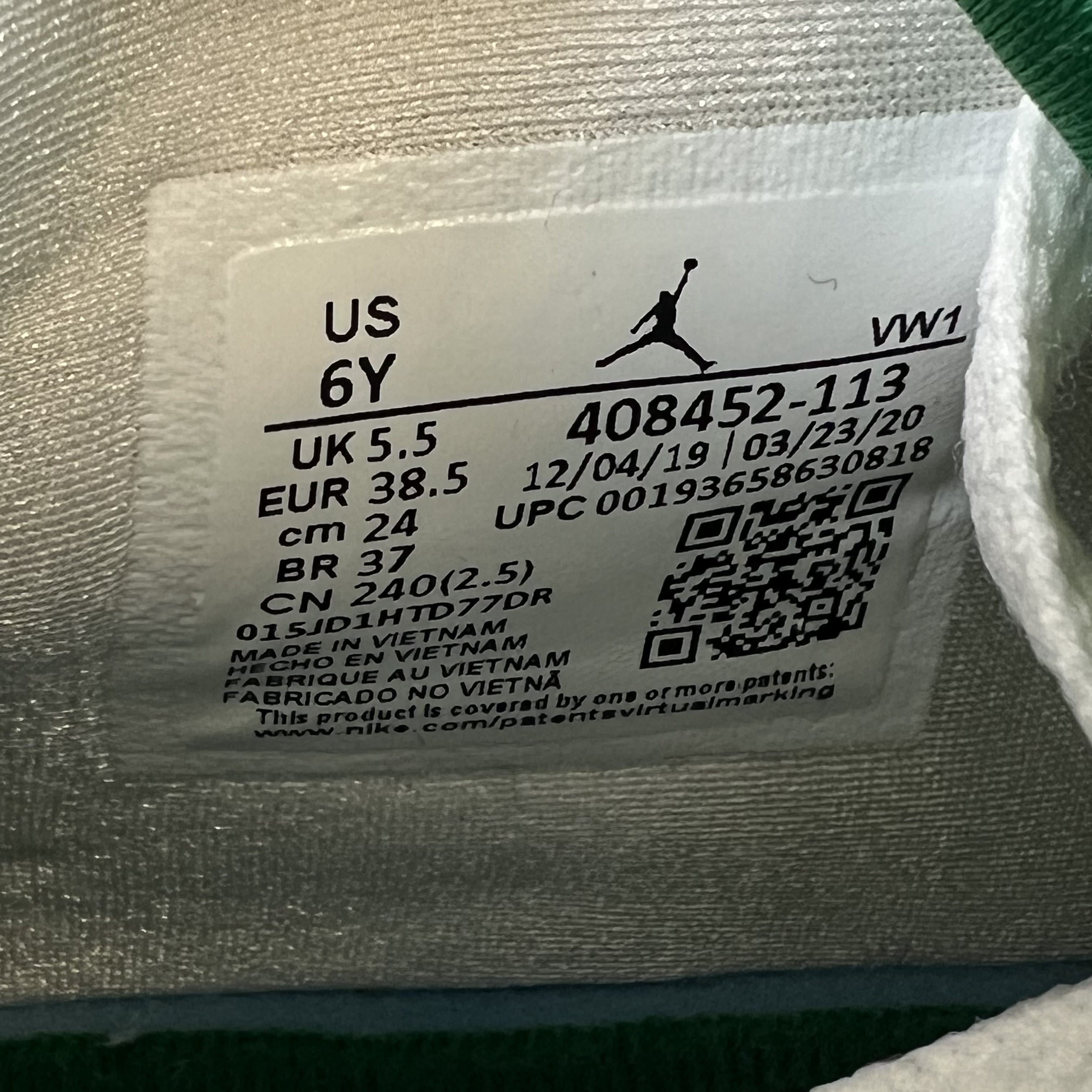 543377 Jordan 4 Retro Metallic Green (GS)