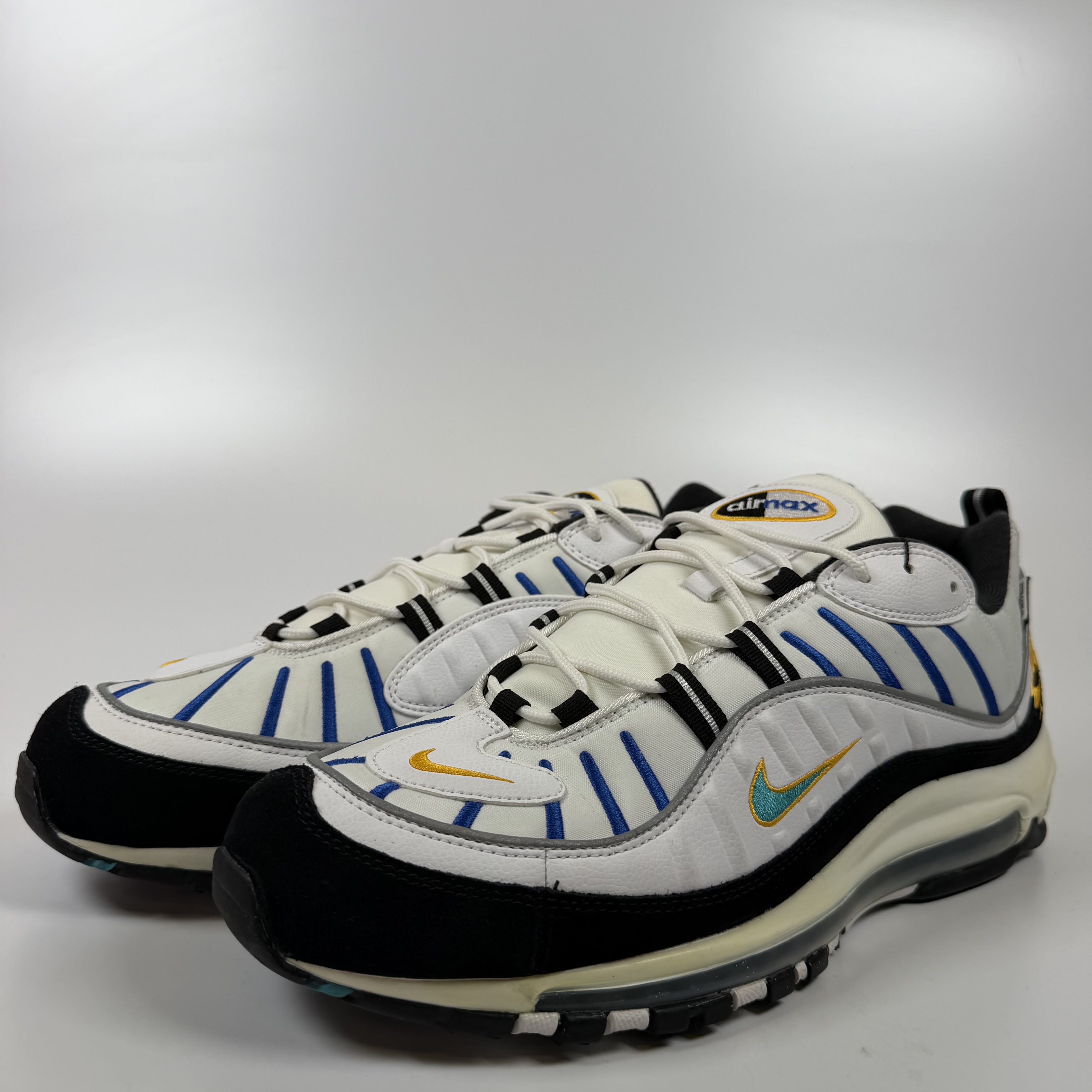 SP7866 Nike Air Max 98 White Teal Nebula University Gold