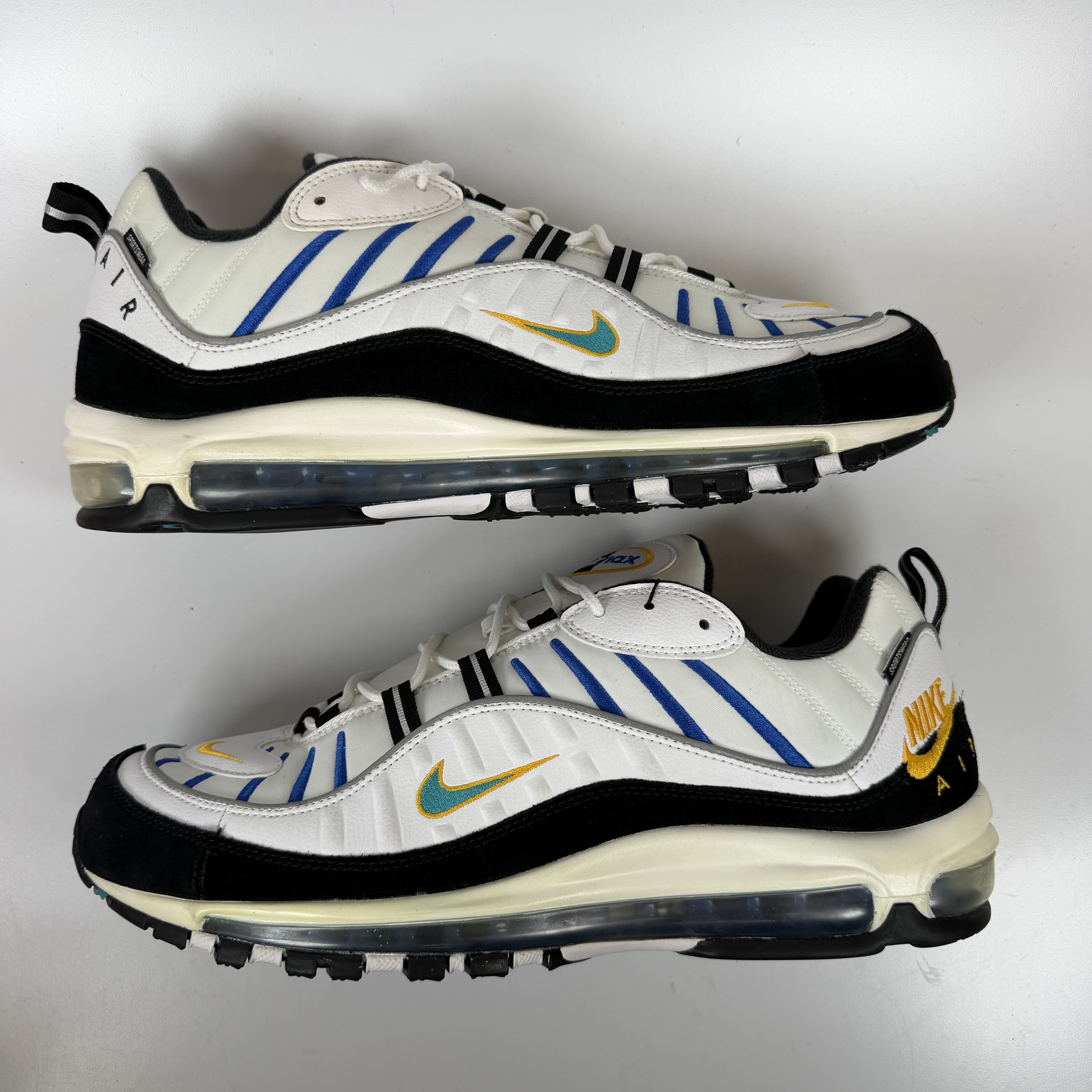 SP7866 Nike Air Max 98 White Teal Nebula University Gold