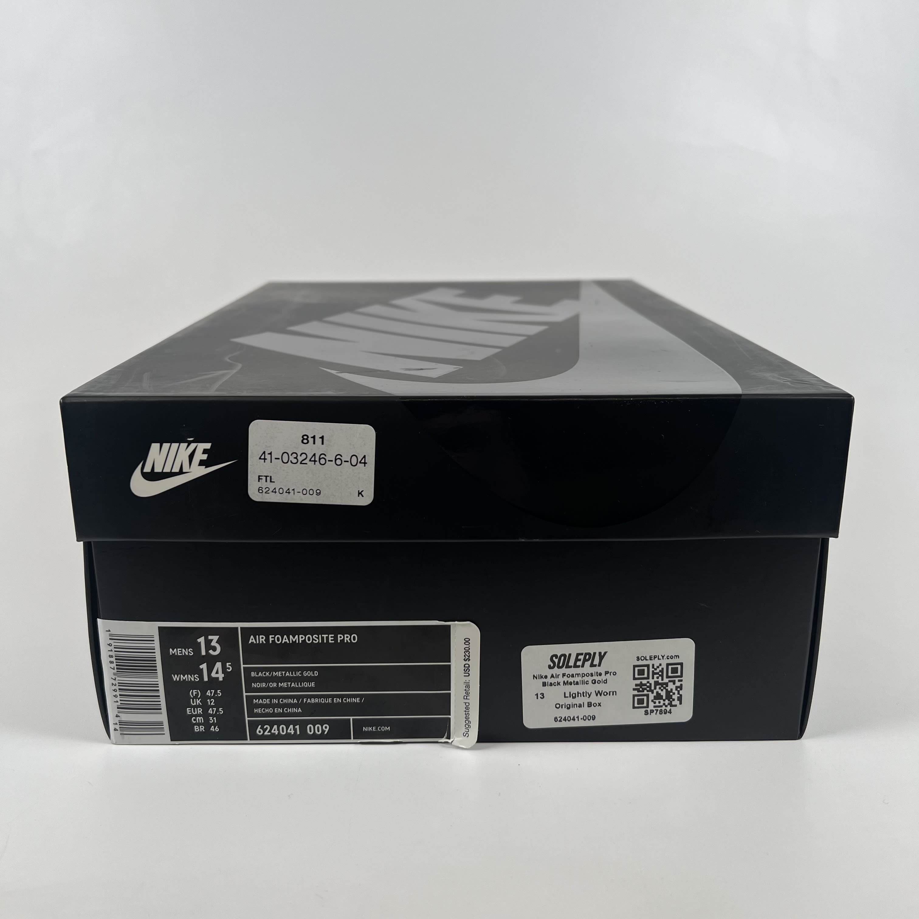 SP7894 Nike Air Foamposite Pro Black Metallic Gold