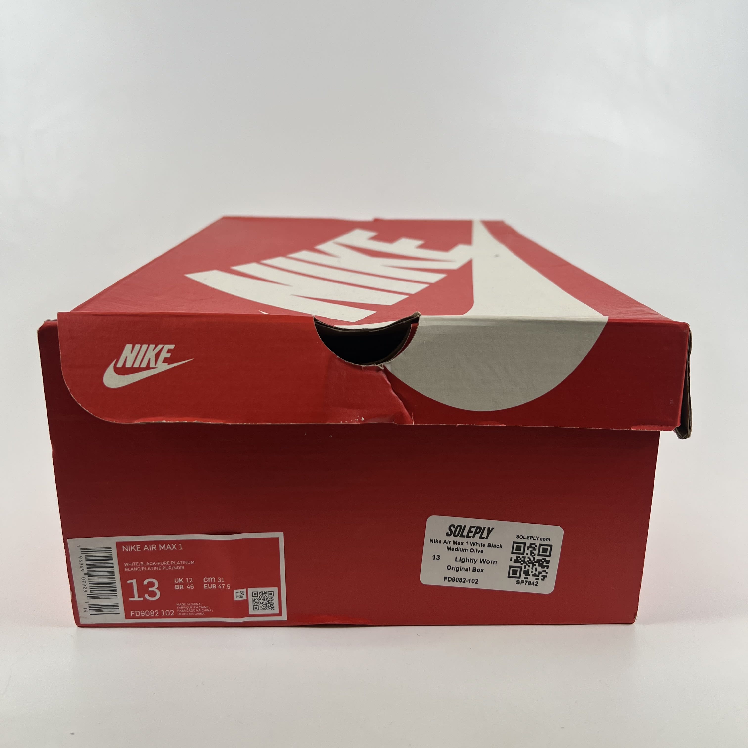 SP7842 Nike Air Max 1 White Black Medium Olive