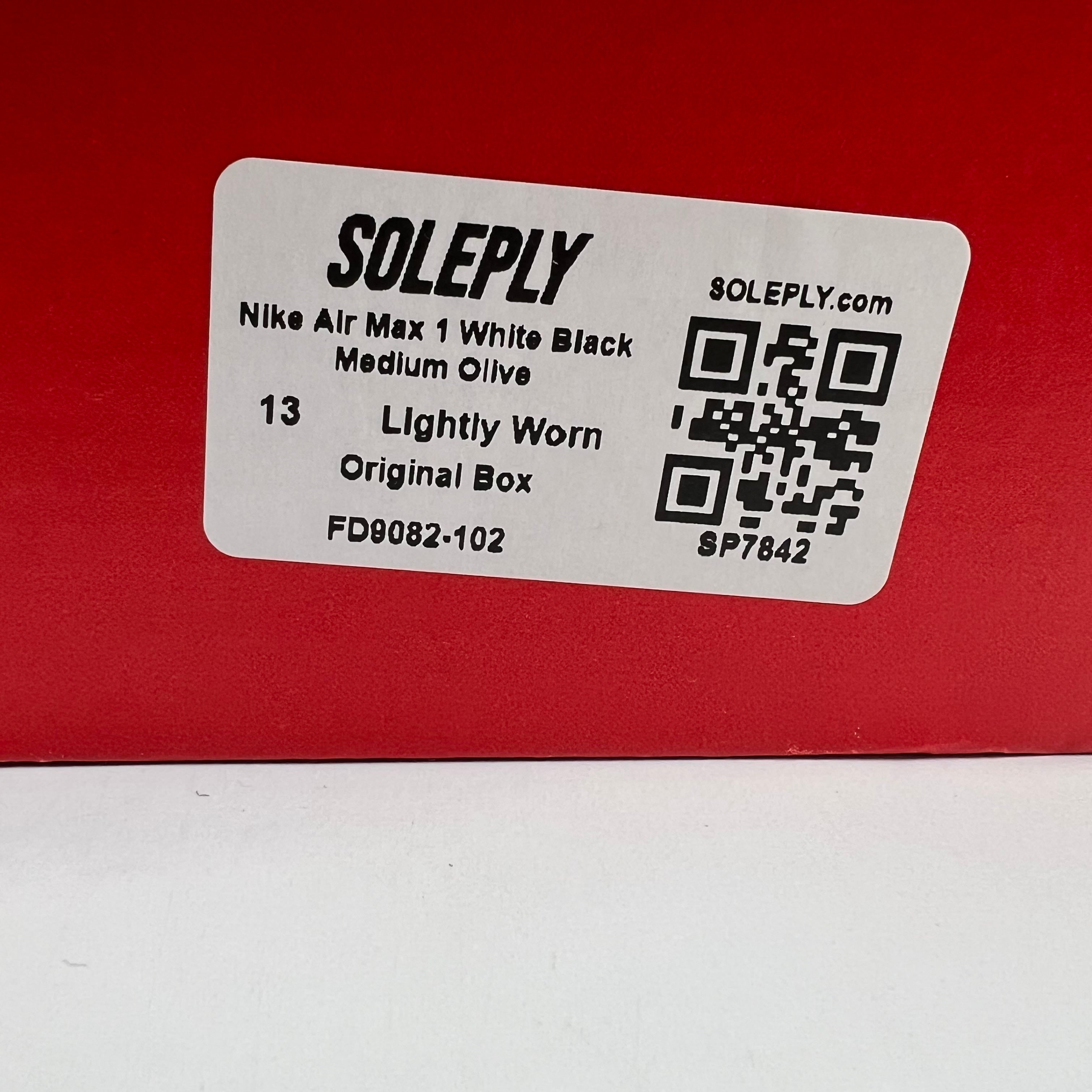 SP7842 Nike Air Max 1 White Black Medium Olive