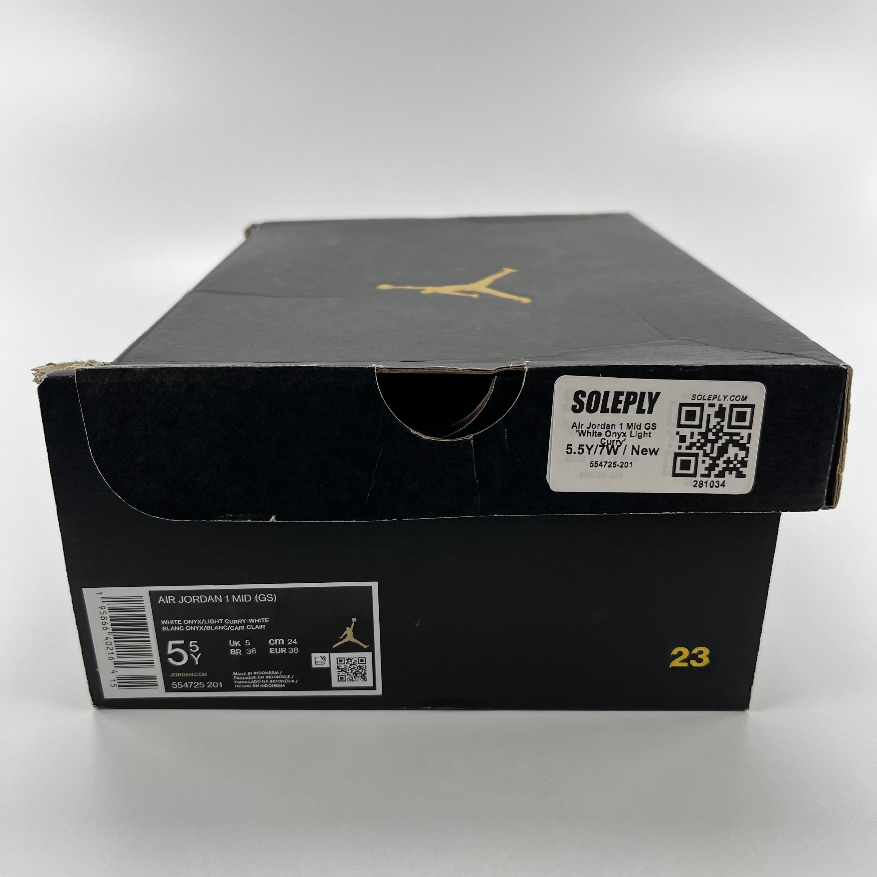 281034 Air Jordan 1 Mid GS 'White Onyx Light Curry'