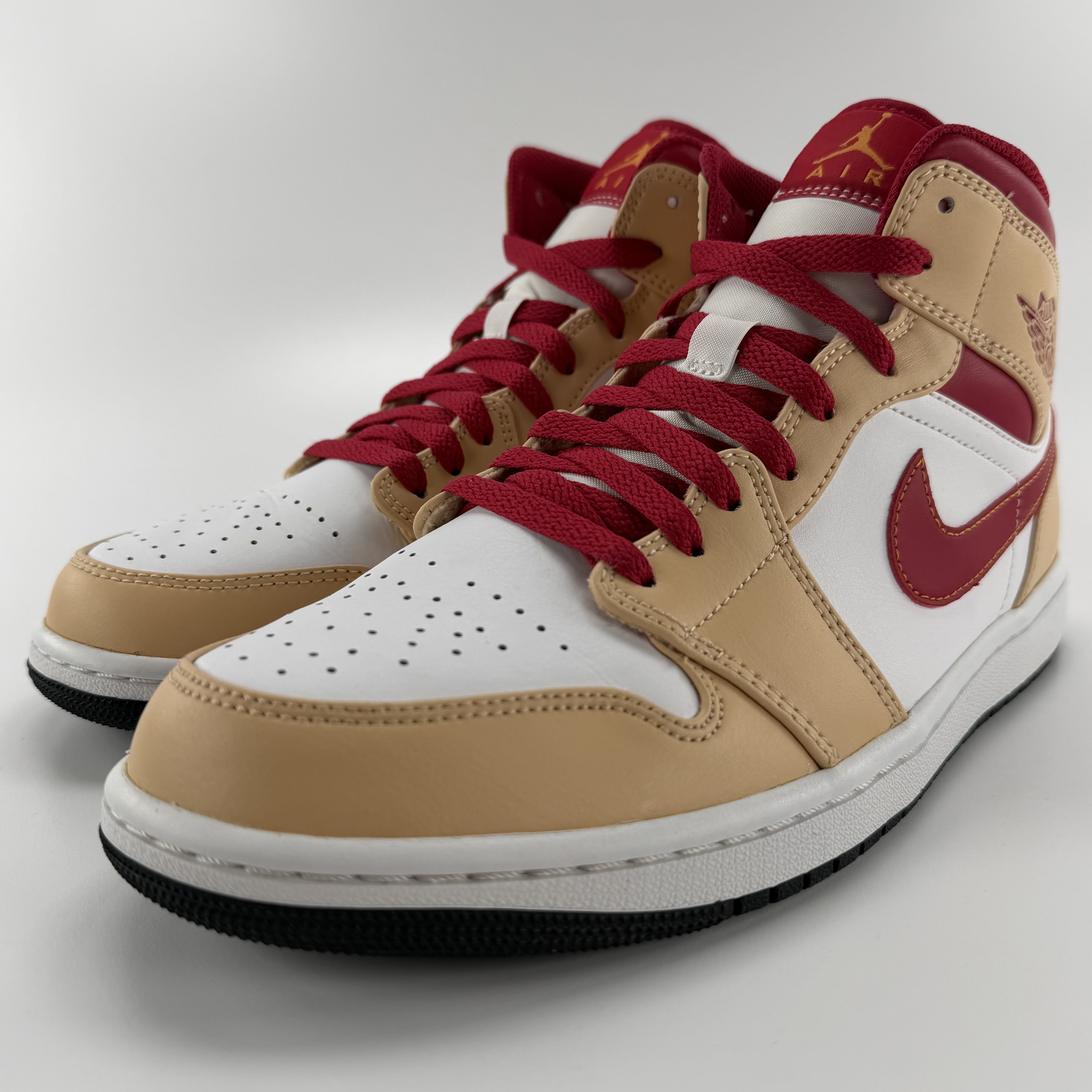 519731 Jordan 1 Mid Light Curry Cardinal