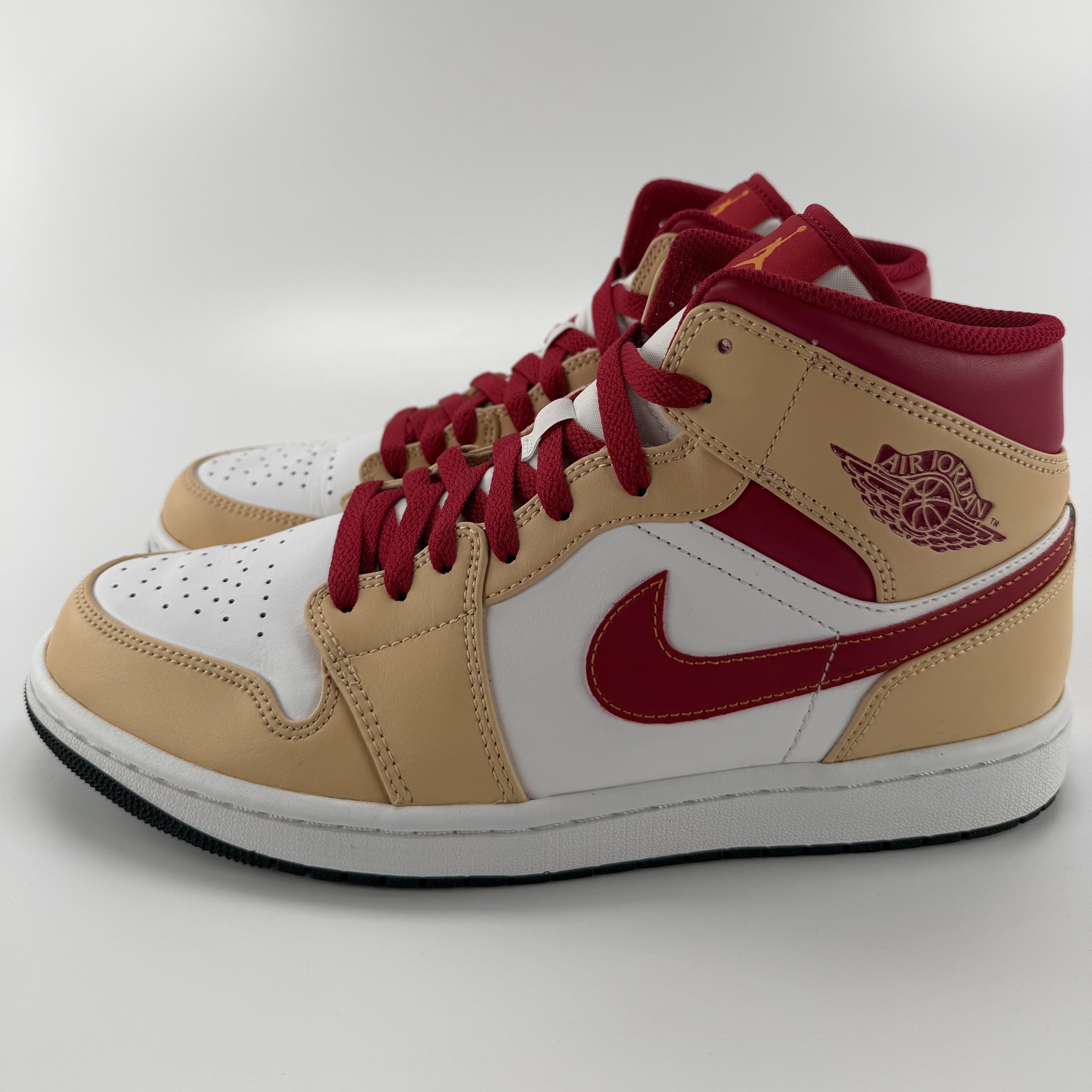 519731 Jordan 1 Mid Light Curry Cardinal