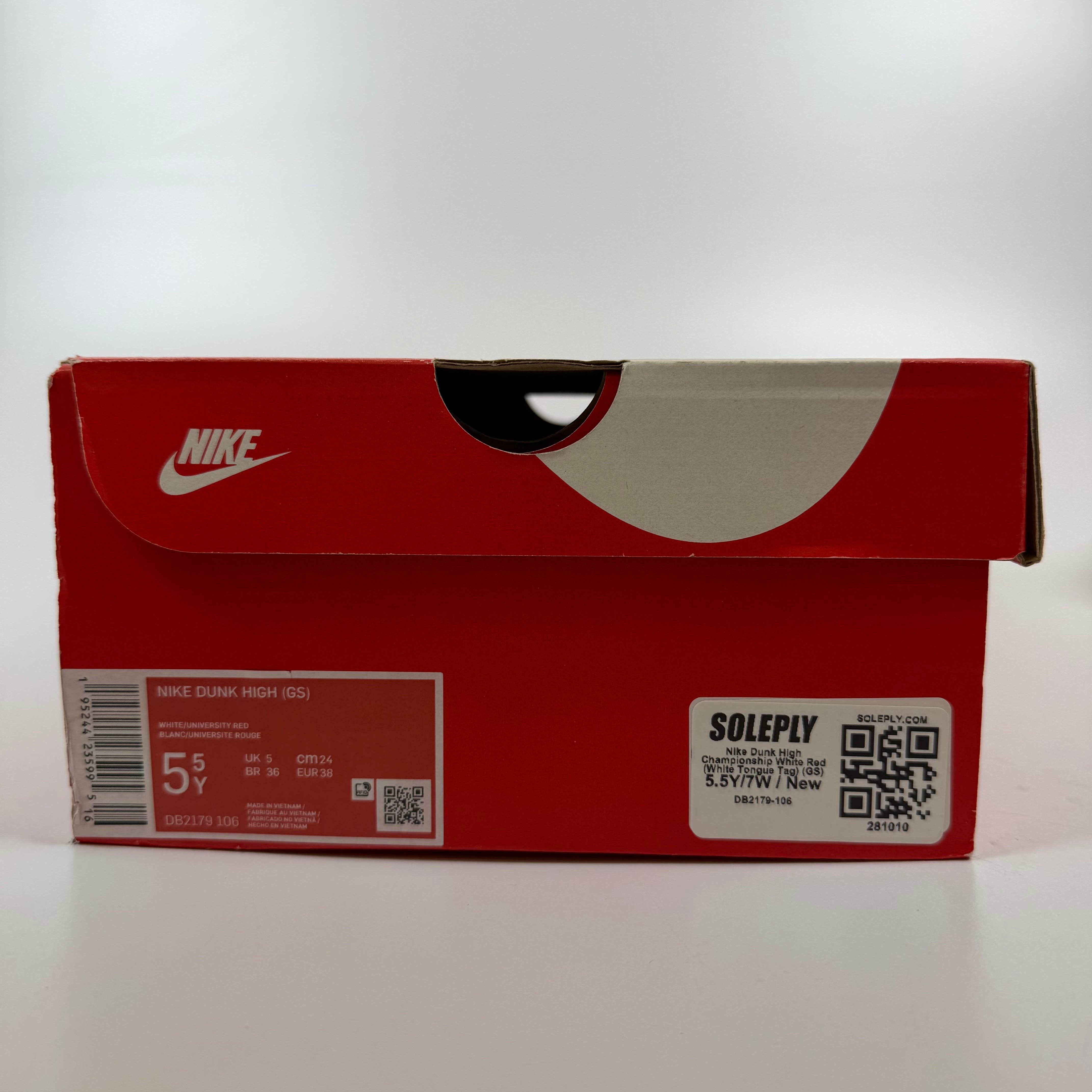 281010 Nike Dunk High Championship White Red (White Tongue Tag) (GS)