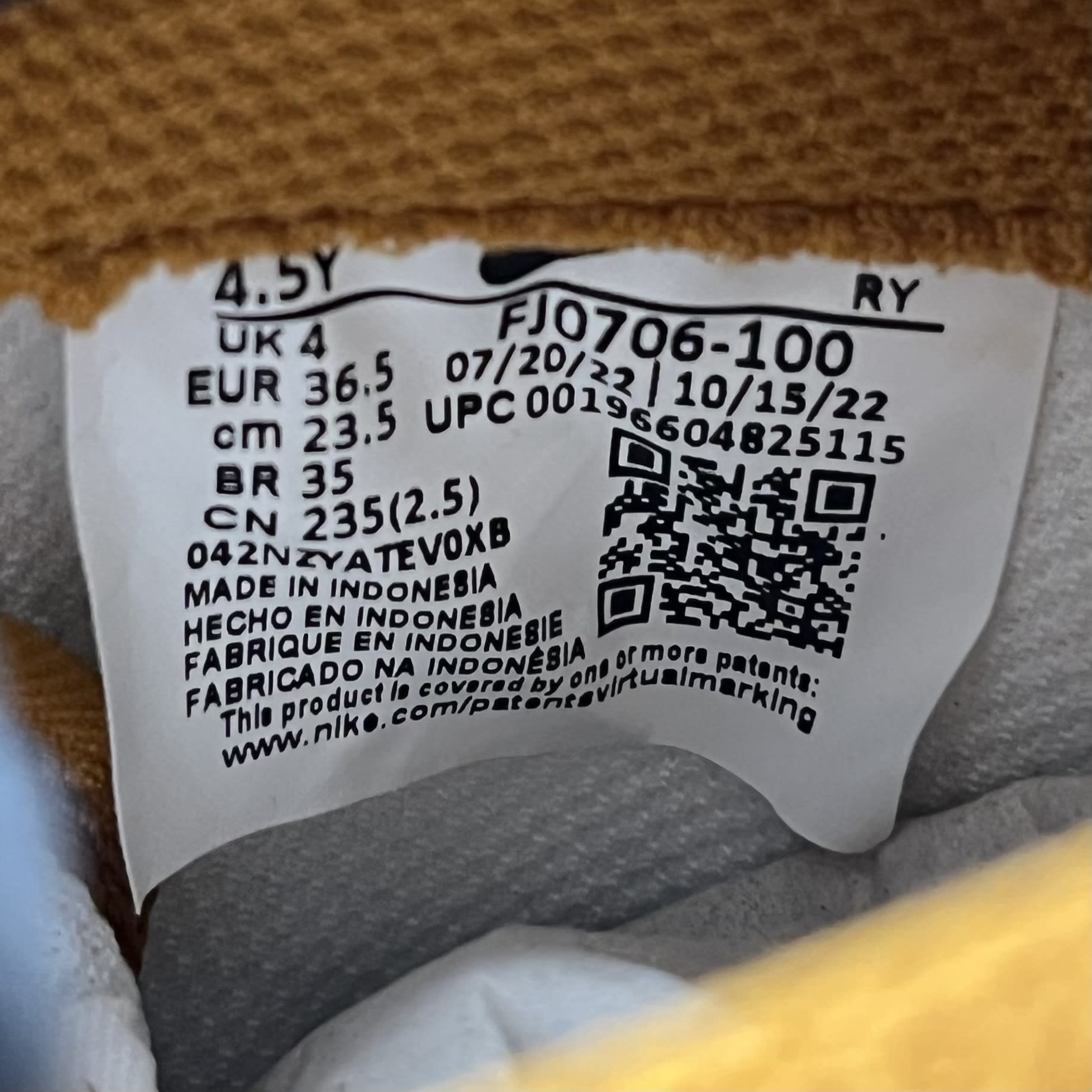 331419 Air Force 1 GS 'White Desert Ochre'