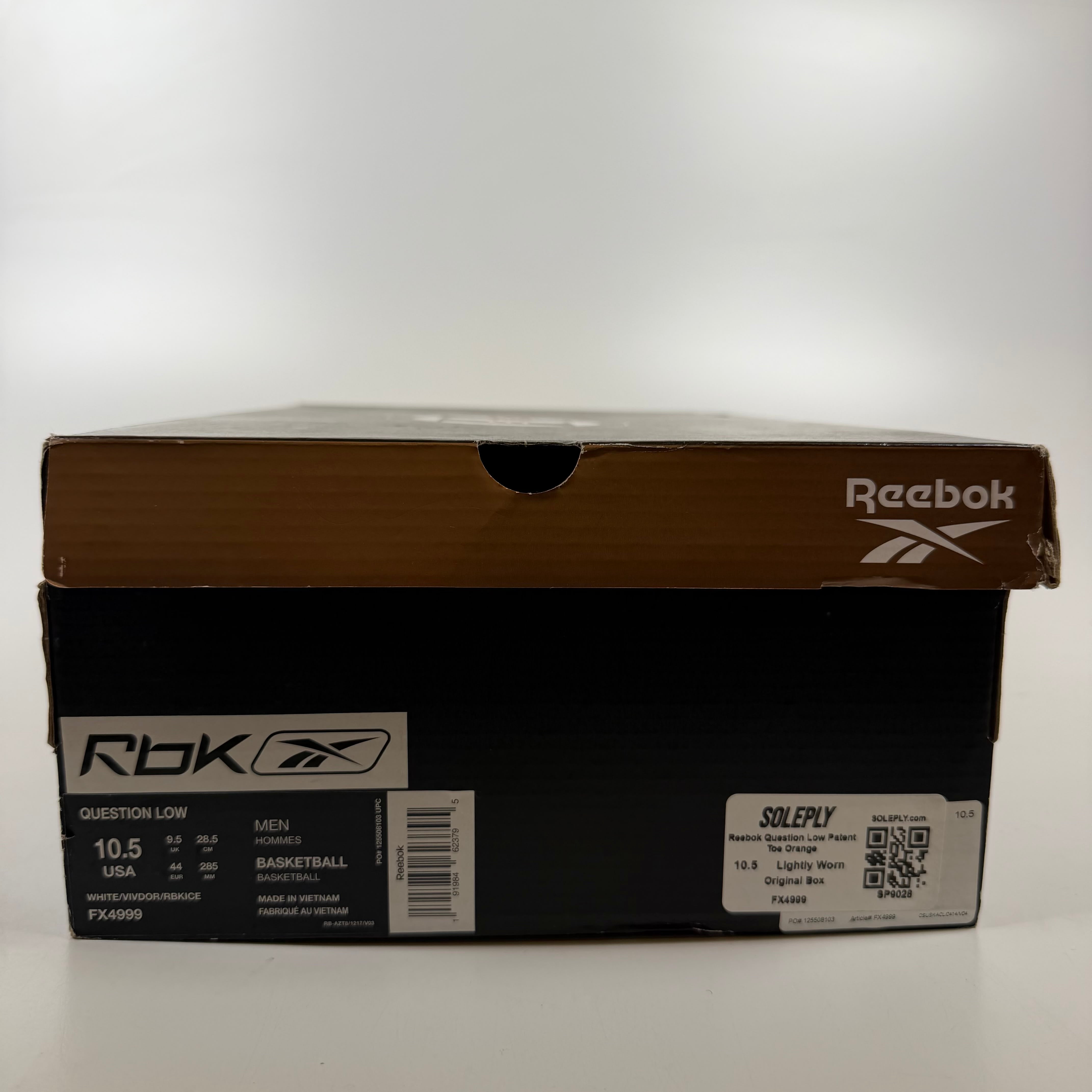 SP9028 Reebok Question Low Patent Toe Orange