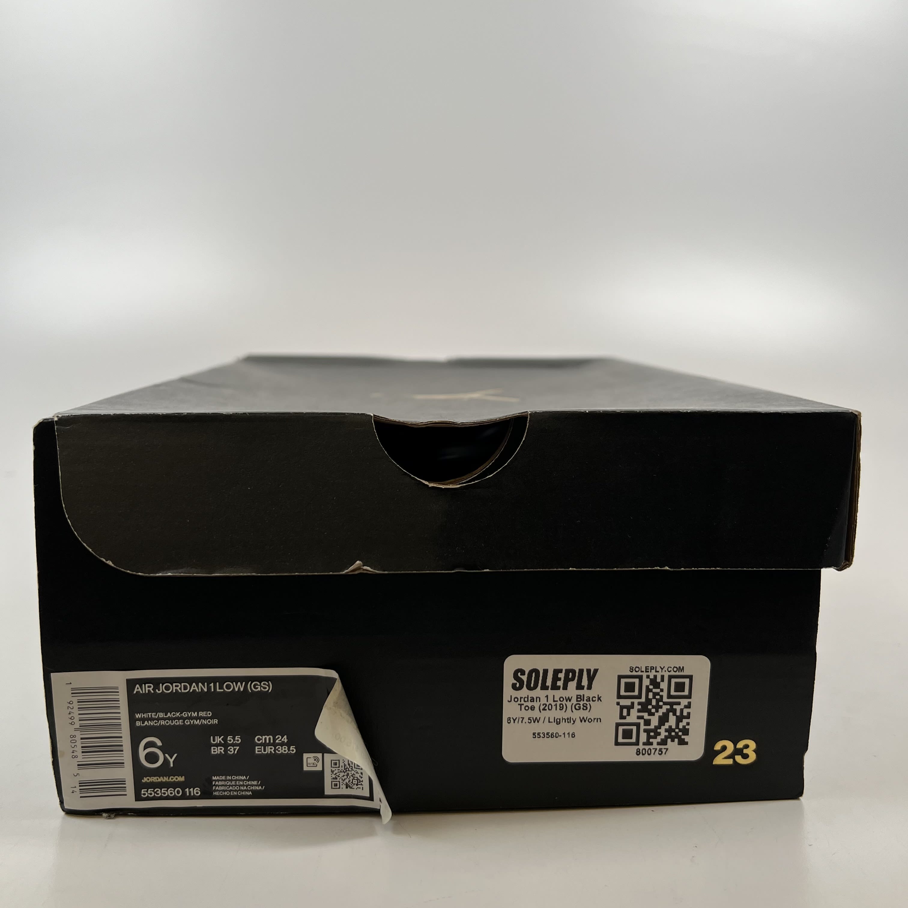 800757 Jordan 1 Low Black Toe (2019) (GS)